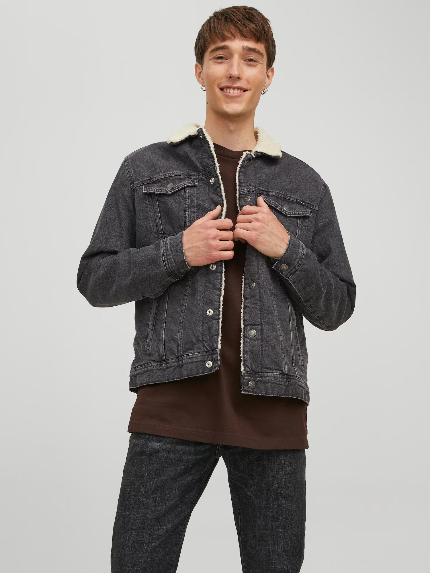 JACK & JONES Prechodná bunda 'Jean' sivý denim / biela - Pepit.sk