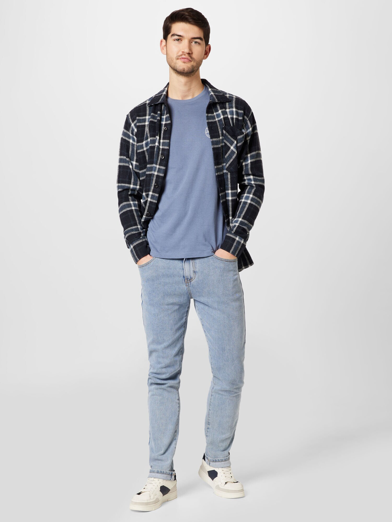 JACK & JONES Prechodná bunda 'JORDENNIS' námornícka modrá / biela - Pepit.sk