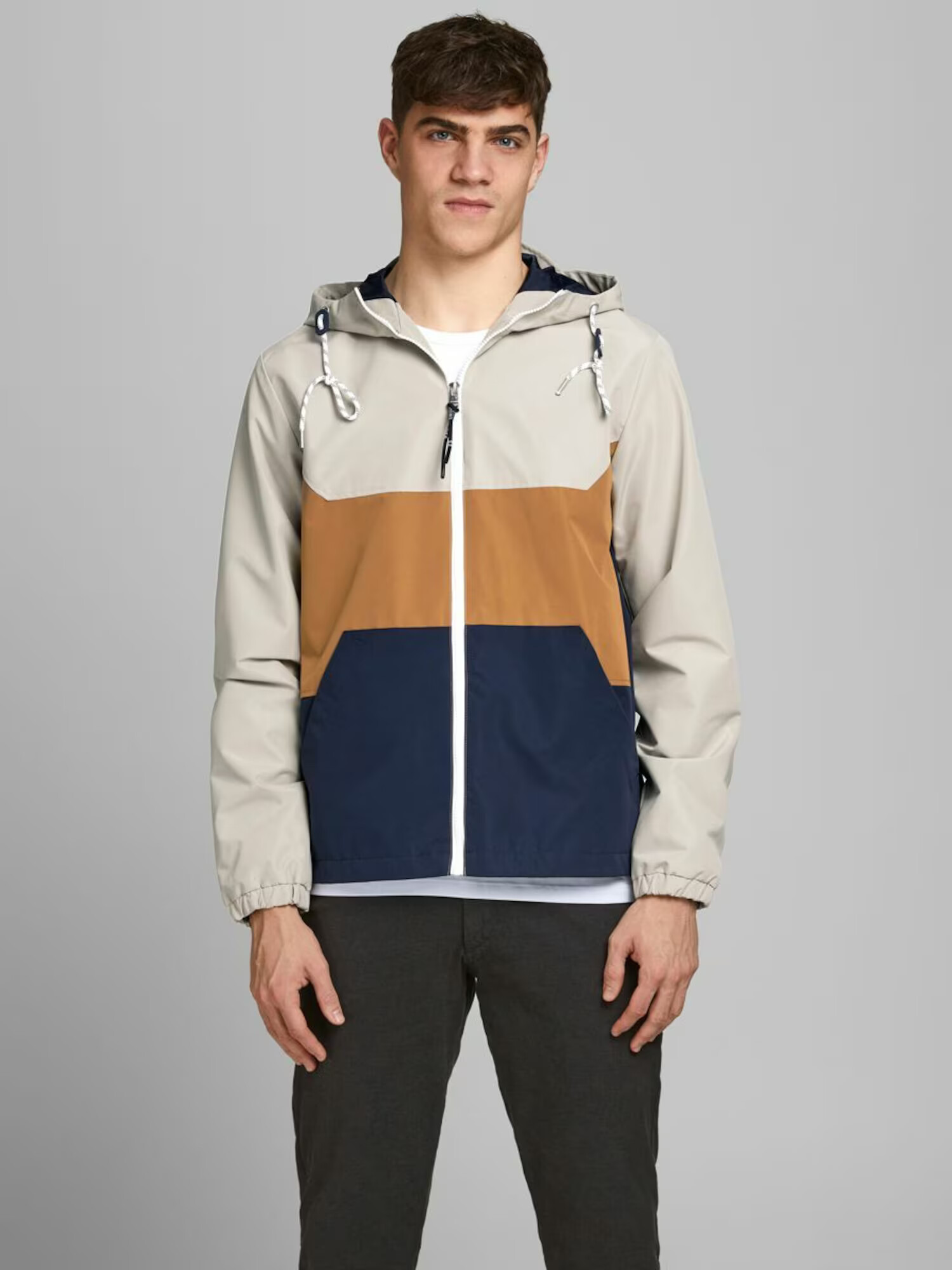 JACK & JONES Prechodná bunda 'LUKE' béžová / námornícka modrá / hnedá - Pepit.sk