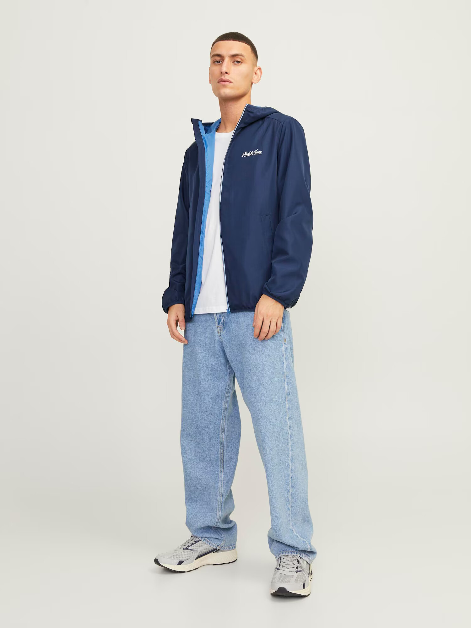 JACK & JONES Prechodná bunda 'OLIVER' námornícka modrá / biela - Pepit.sk