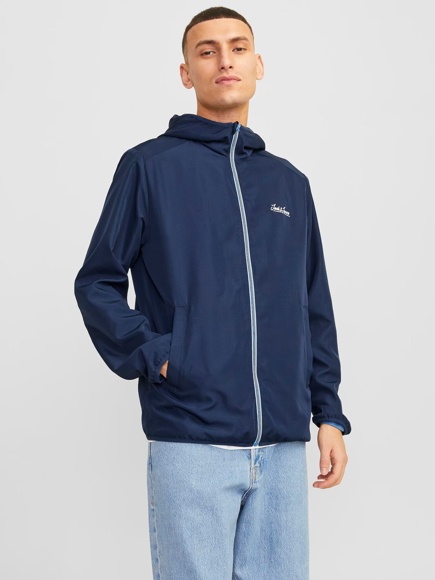 JACK & JONES Prechodná bunda 'OLIVER' námornícka modrá / biela - Pepit.sk