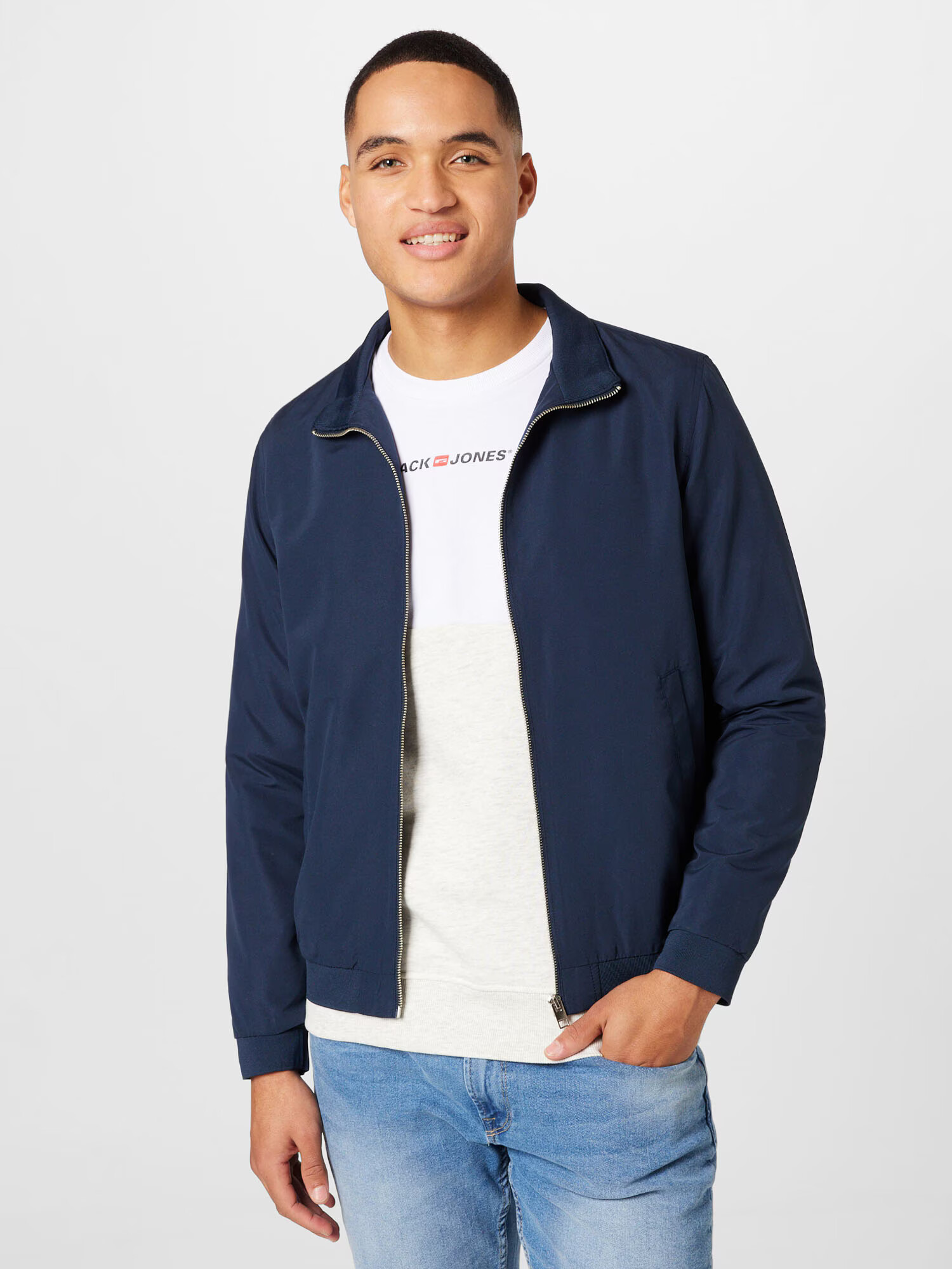 JACK & JONES Prechodná bunda 'ROY HARRINGTON' námornícka modrá - Pepit.sk