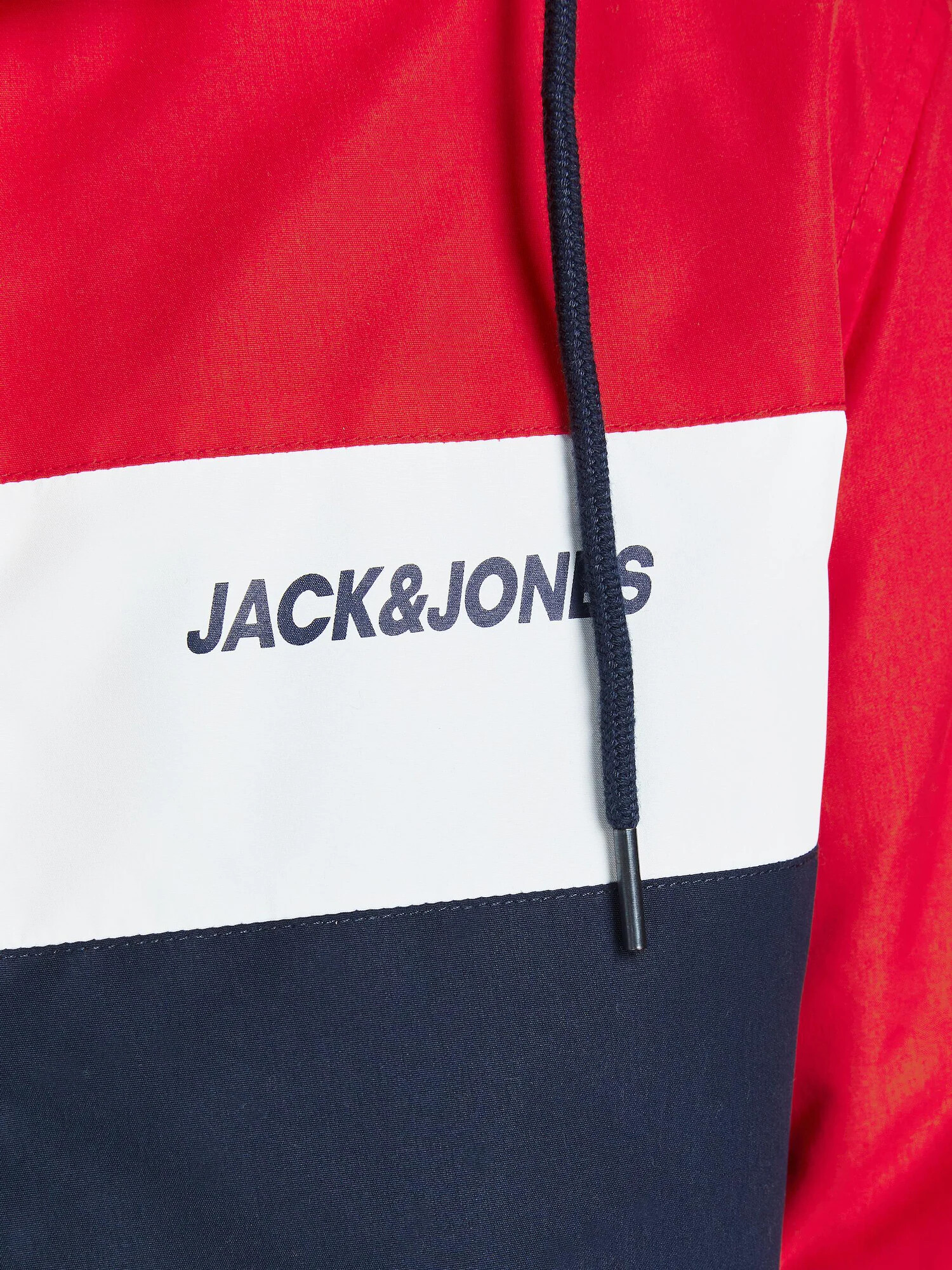 JACK & JONES Prechodná bunda 'Rush' tmavomodrá / červená / biela - Pepit.sk