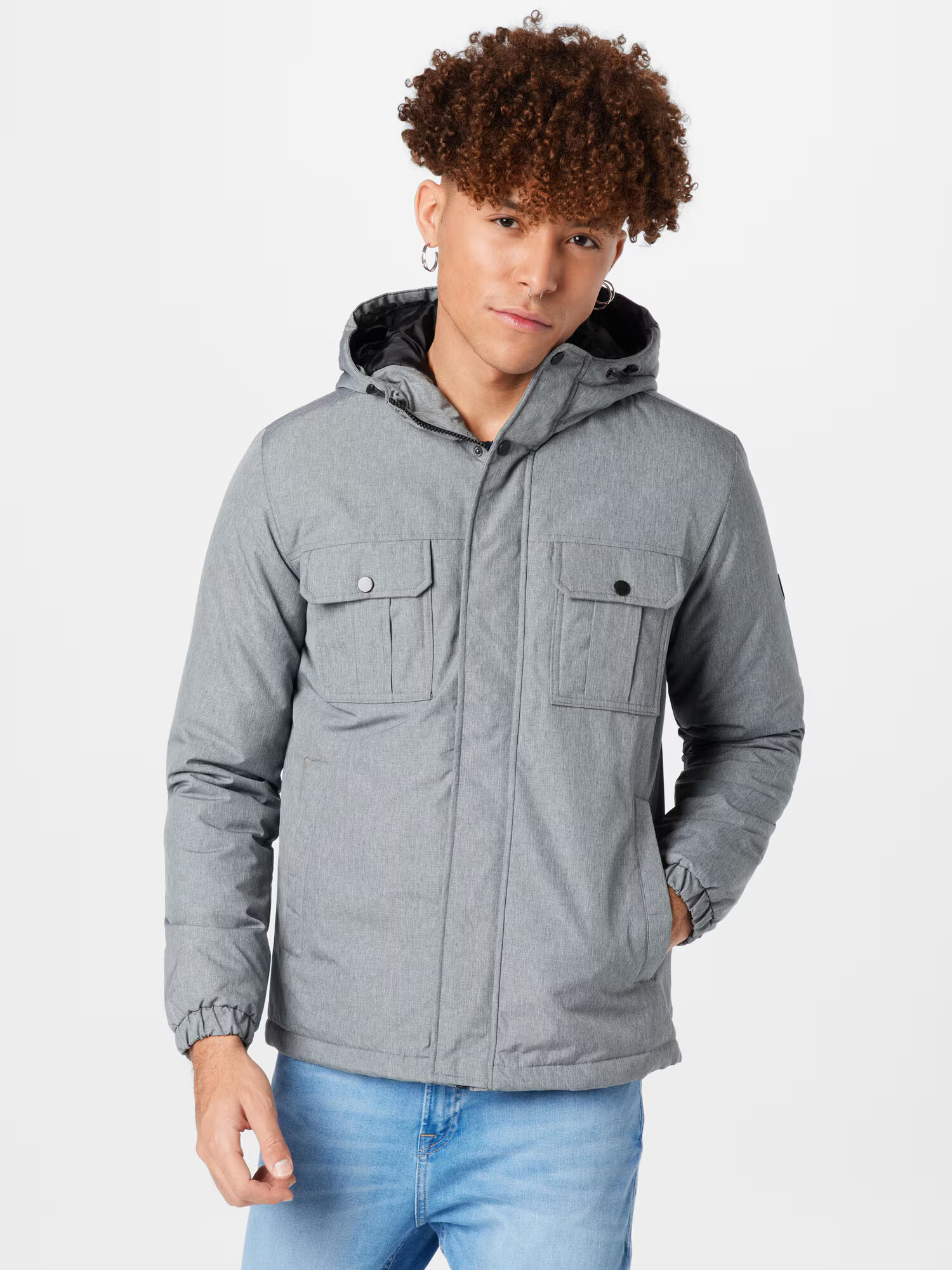 JACK & JONES Prechodná bunda sivá melírovaná / čierna - Pepit.sk