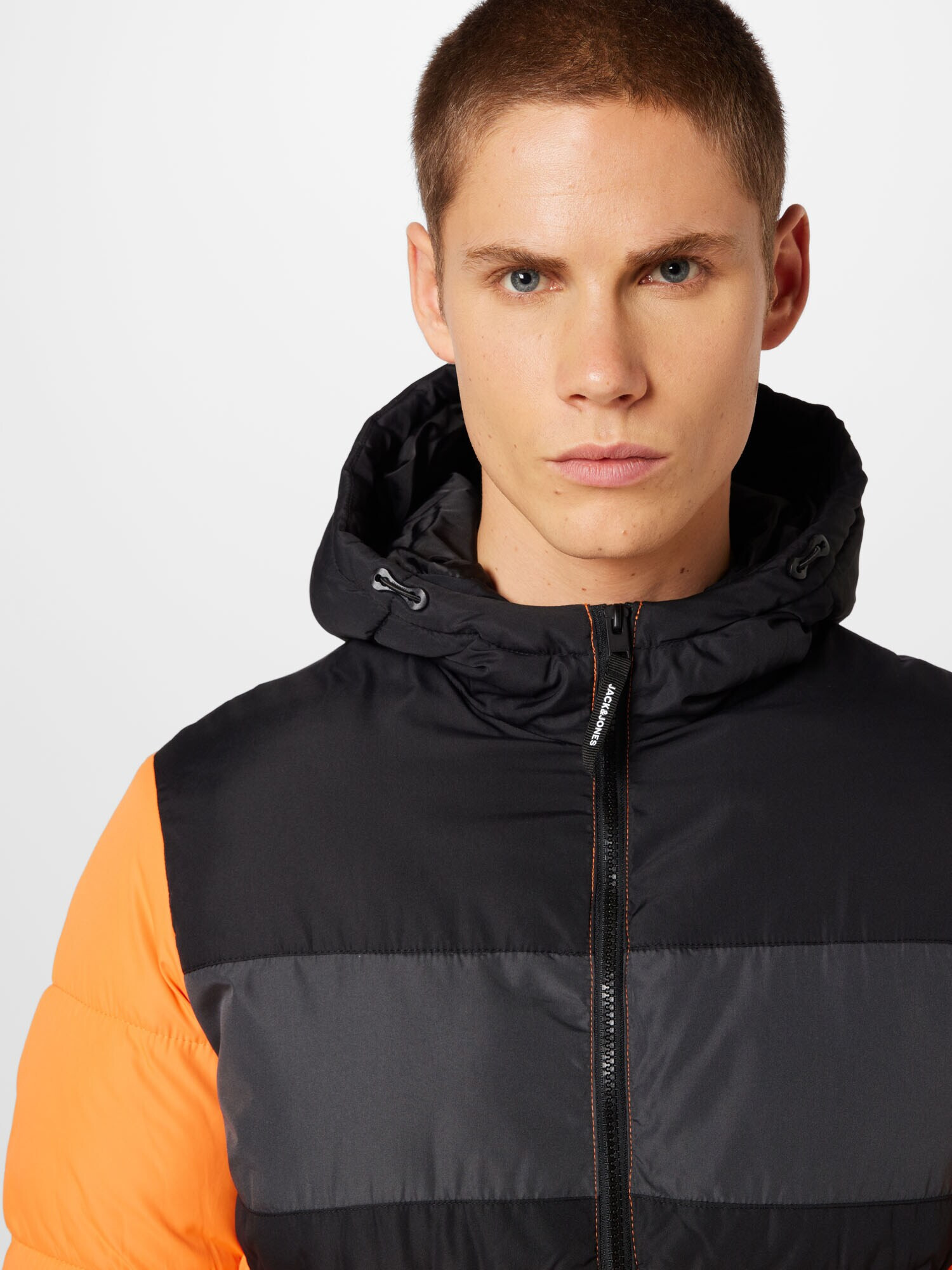 JACK & JONES Prechodná bunda tmavosivá / oranžová / čierna - Pepit.sk