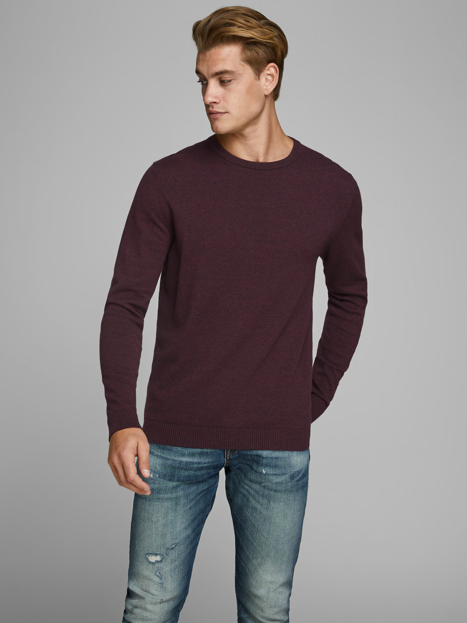 JACK & JONES Sveter burgundská / čierna - Pepit.sk