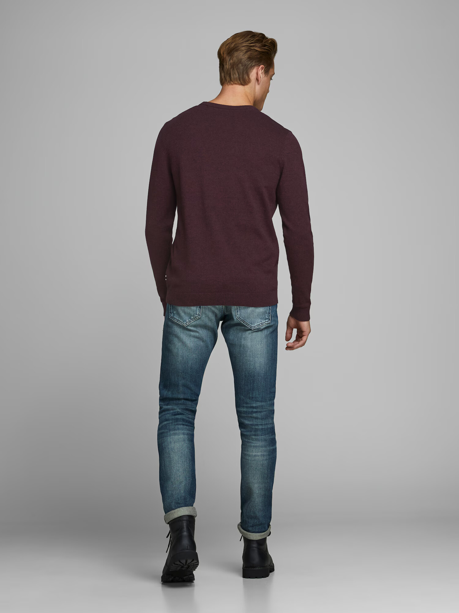 JACK & JONES Sveter burgundská / čierna - Pepit.sk