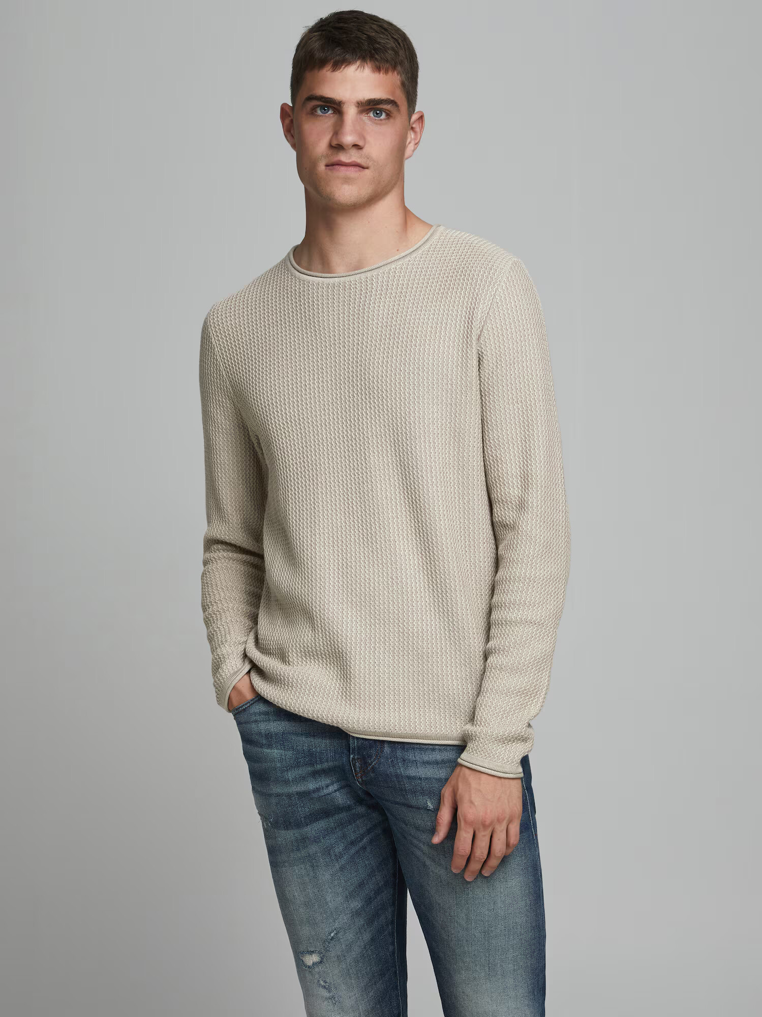 JACK & JONES Sveter 'Carlos' piesková - Pepit.sk