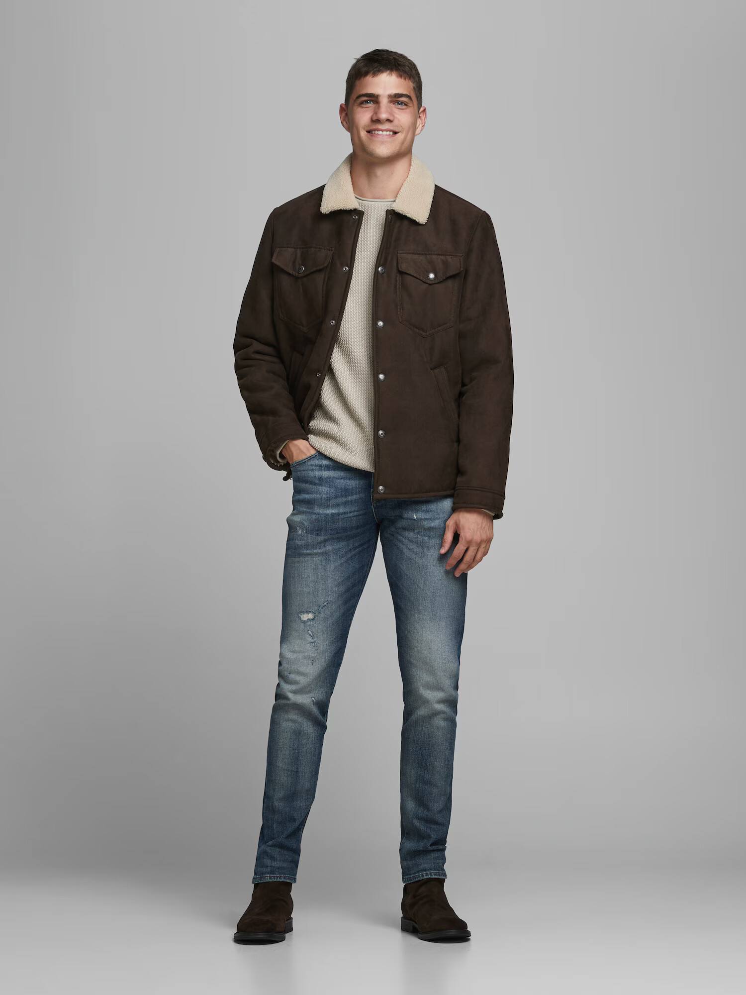 JACK & JONES Sveter 'Carlos' piesková - Pepit.sk