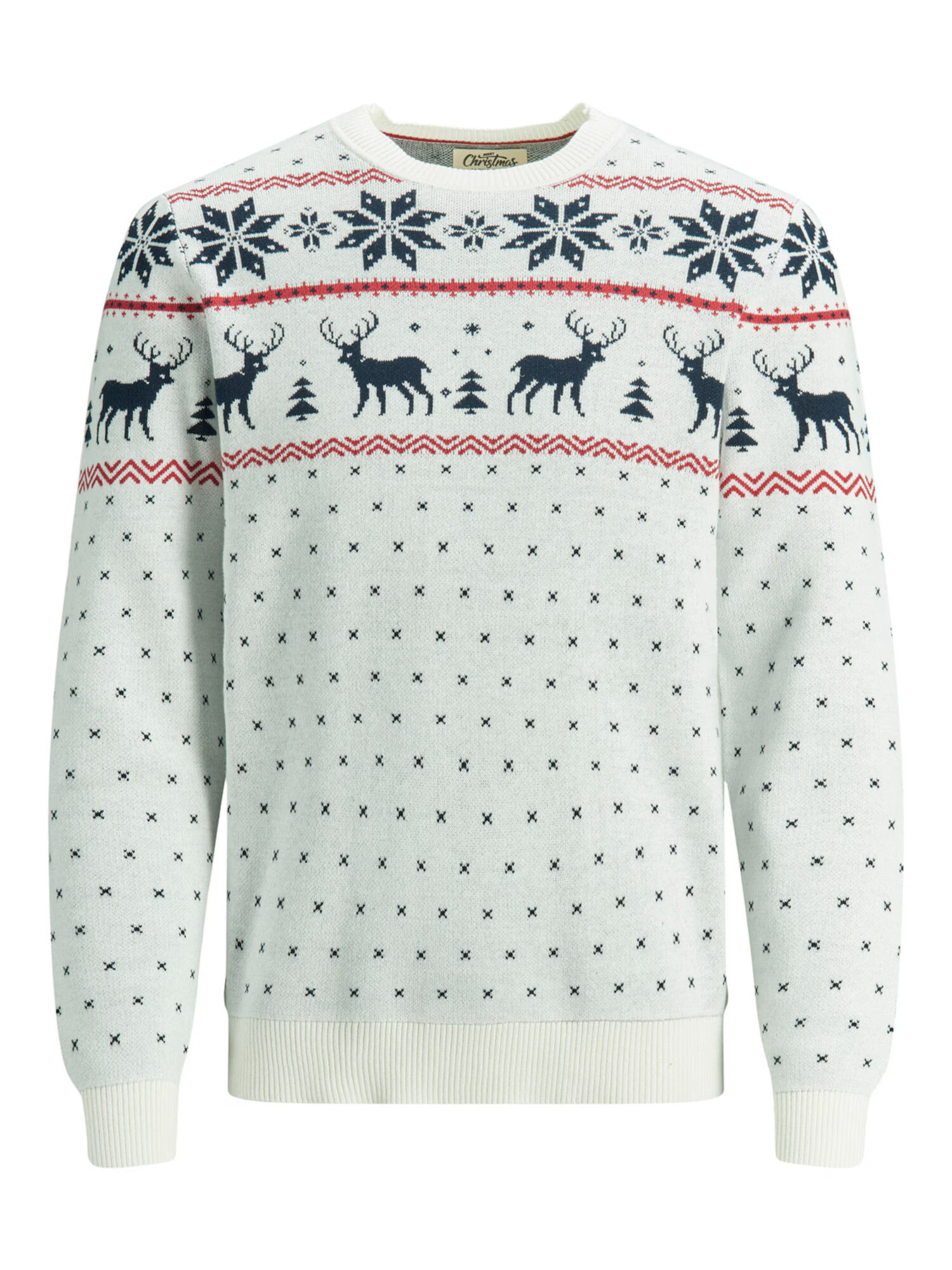 JACK & JONES Sveter 'Snowy' krémová / tmavomodrá / červená - Pepit.sk