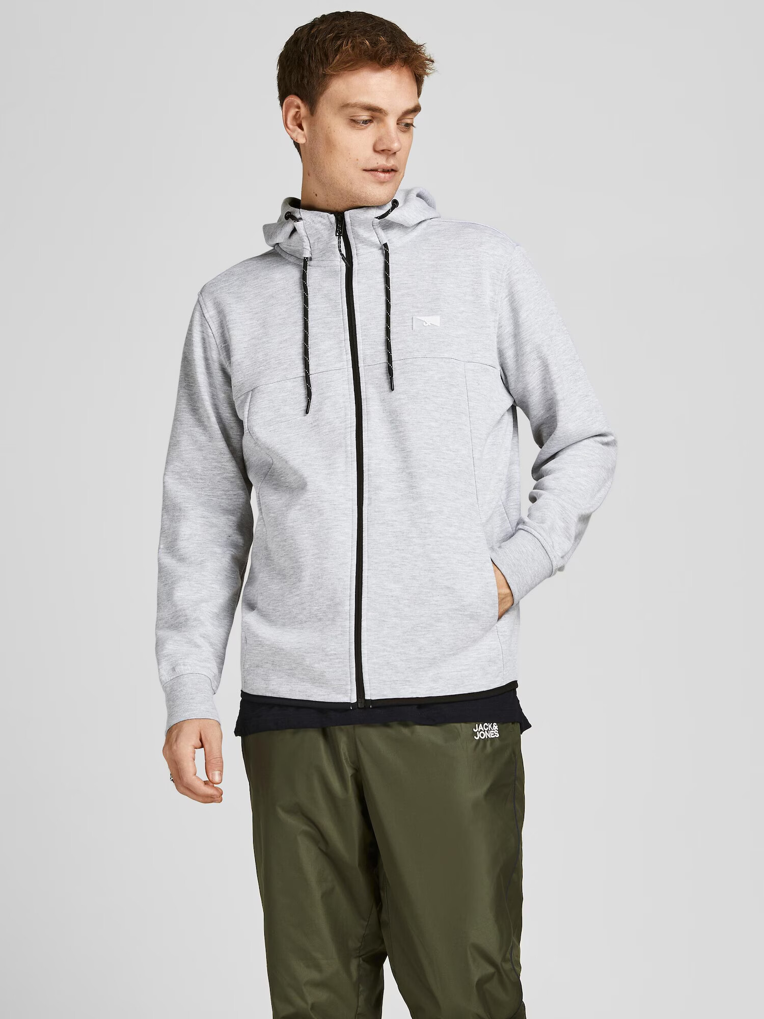 JACK & JONES Tepláková bunda 'Air' sivá melírovaná / čierna / biela - Pepit.sk