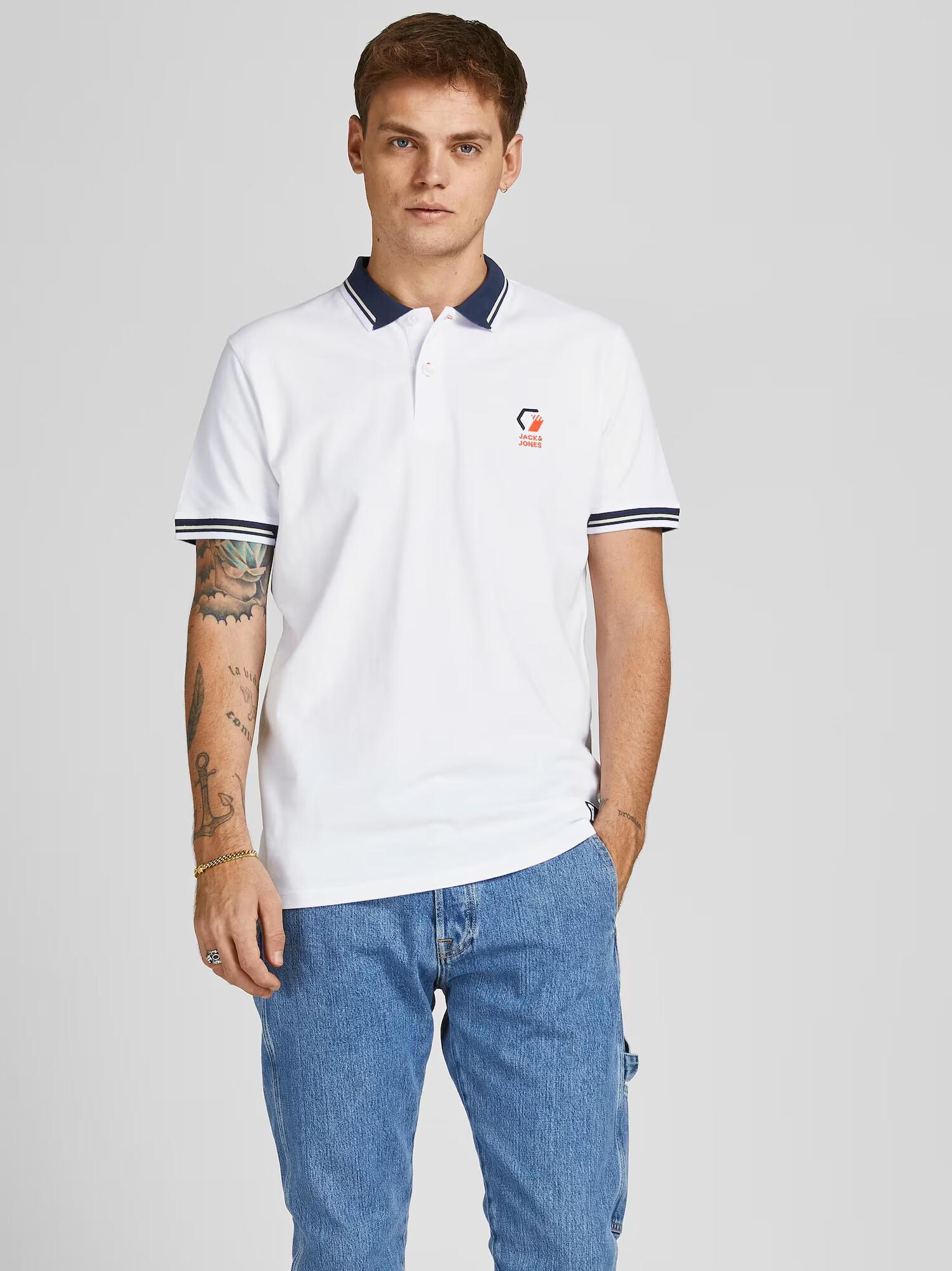 JACK & JONES Tričko 'Logan' námornícka modrá / grenadínová / biela - Pepit.sk