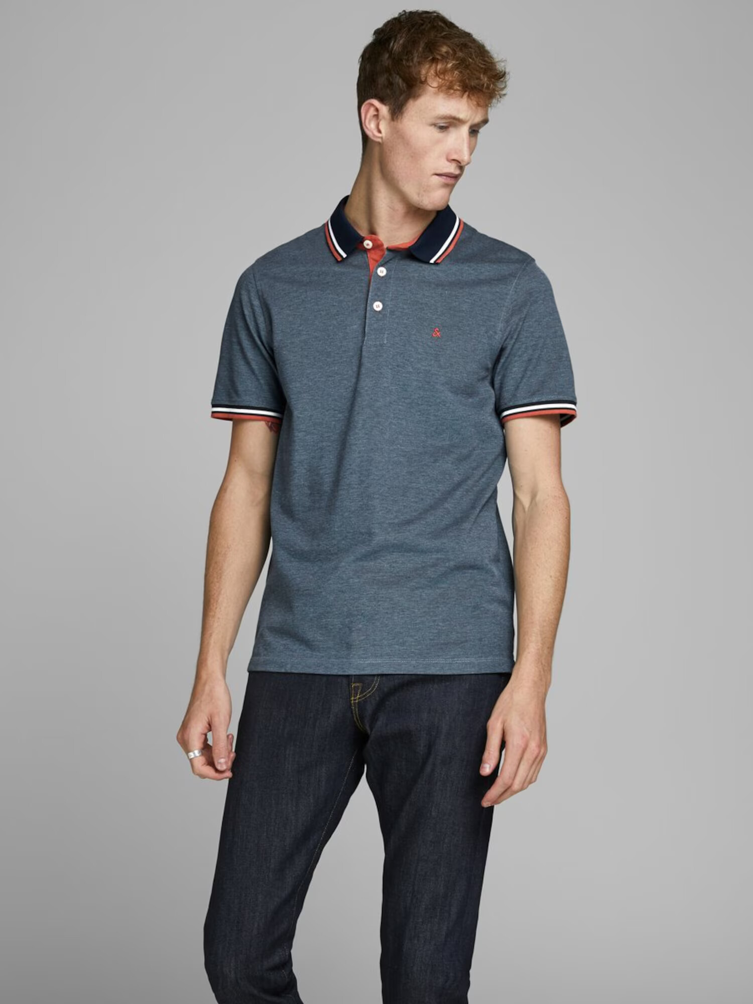 JACK & JONES Tričko 'Paulos' tmavomodrá / modrá melírovaná / červená / biela - Pepit.sk