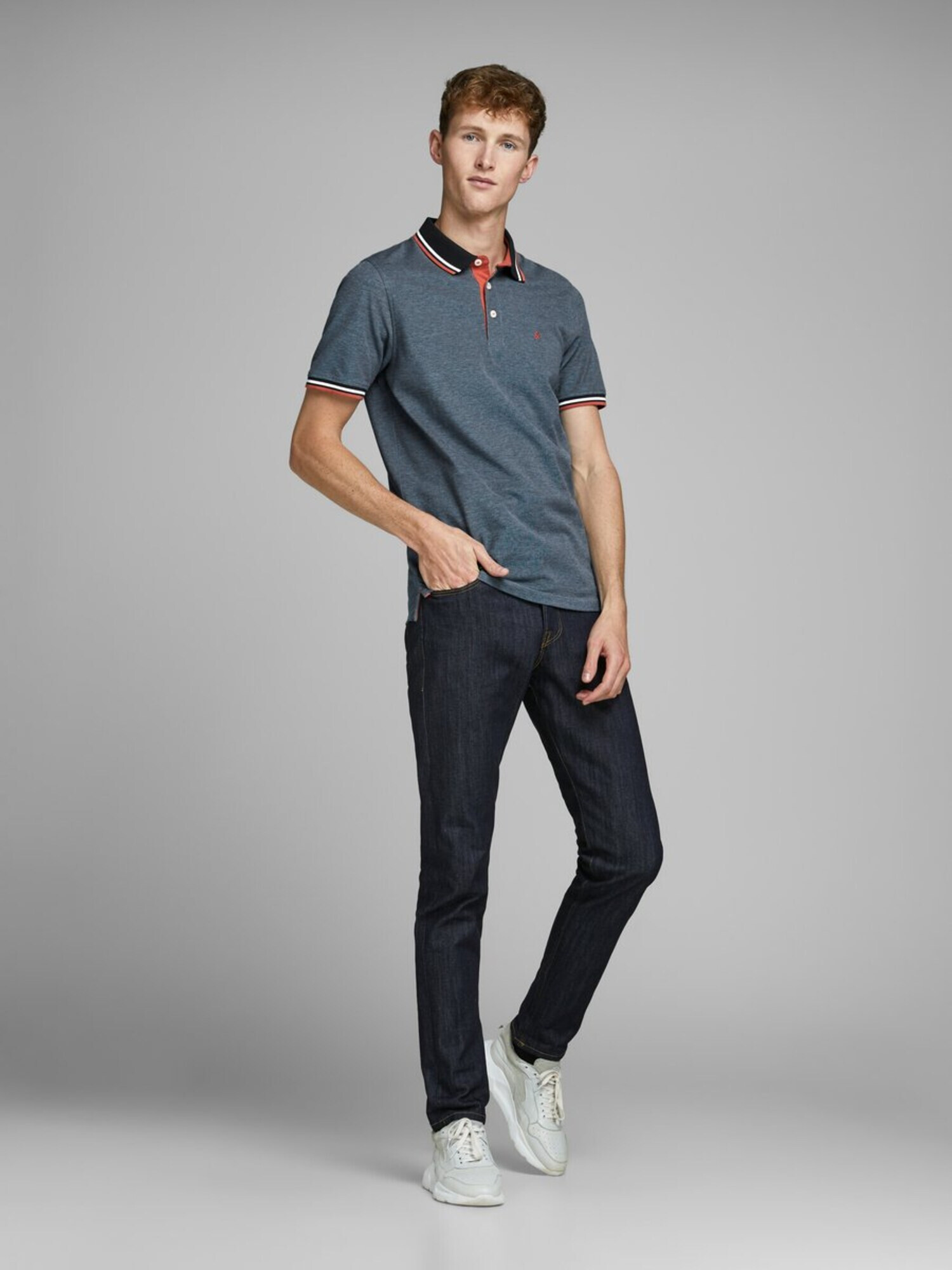 JACK & JONES Tričko 'Paulos' tmavomodrá / modrá melírovaná / červená / biela - Pepit.sk