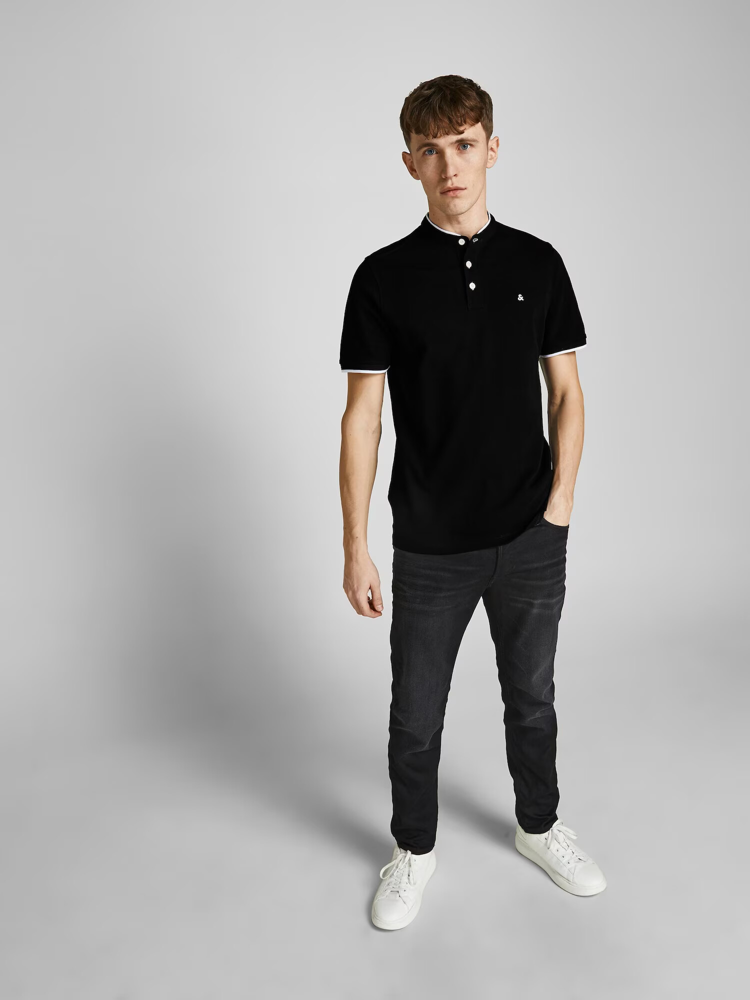 JACK & JONES Tričko 'Paulos' čierna / biela - Pepit.sk