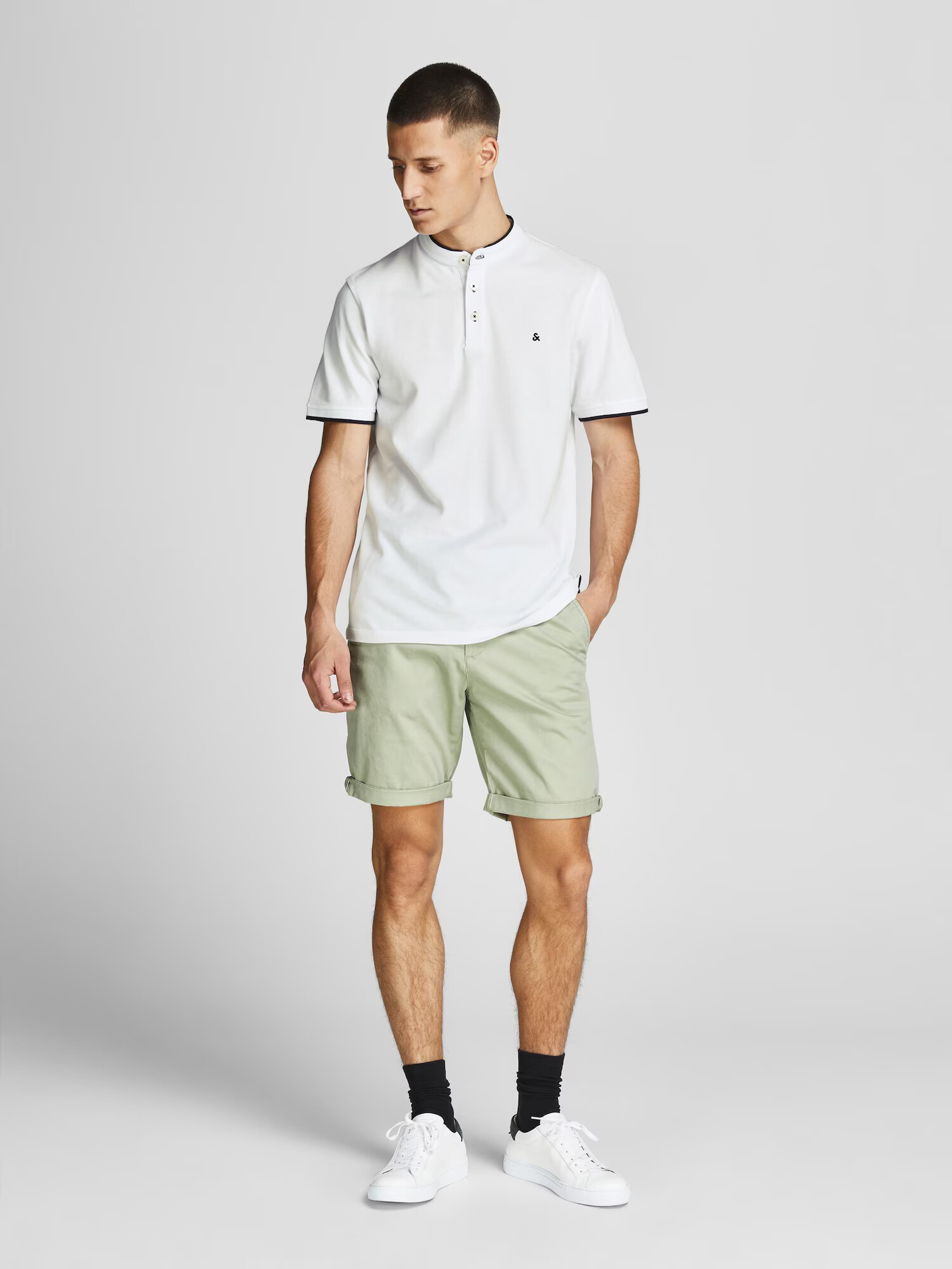 JACK & JONES Tričko 'Paulos' čierna / šedobiela - Pepit.sk