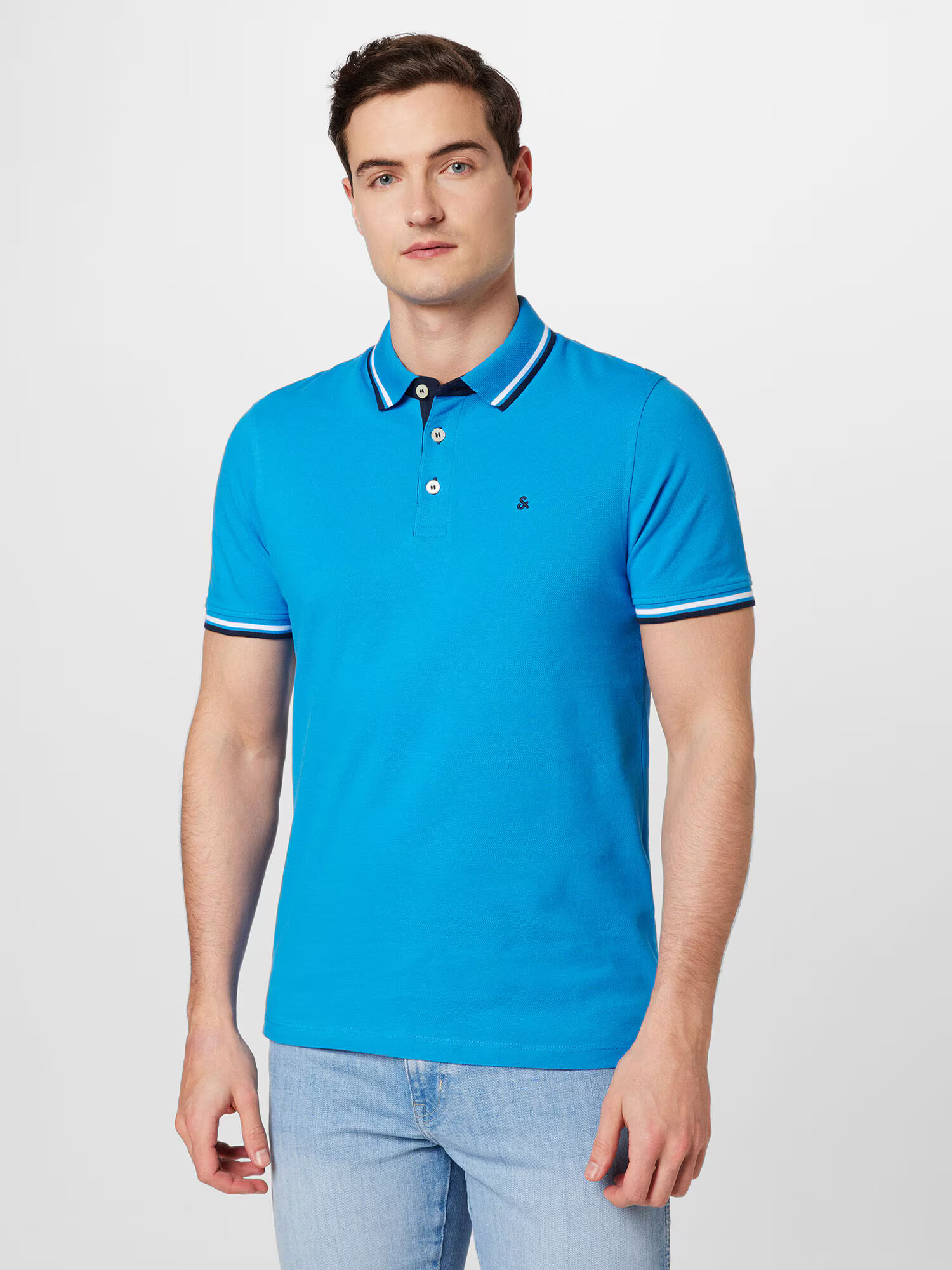 JACK & JONES Tričko 'Paulos' kráľovská modrá / tmavomodrá / biela - Pepit.sk