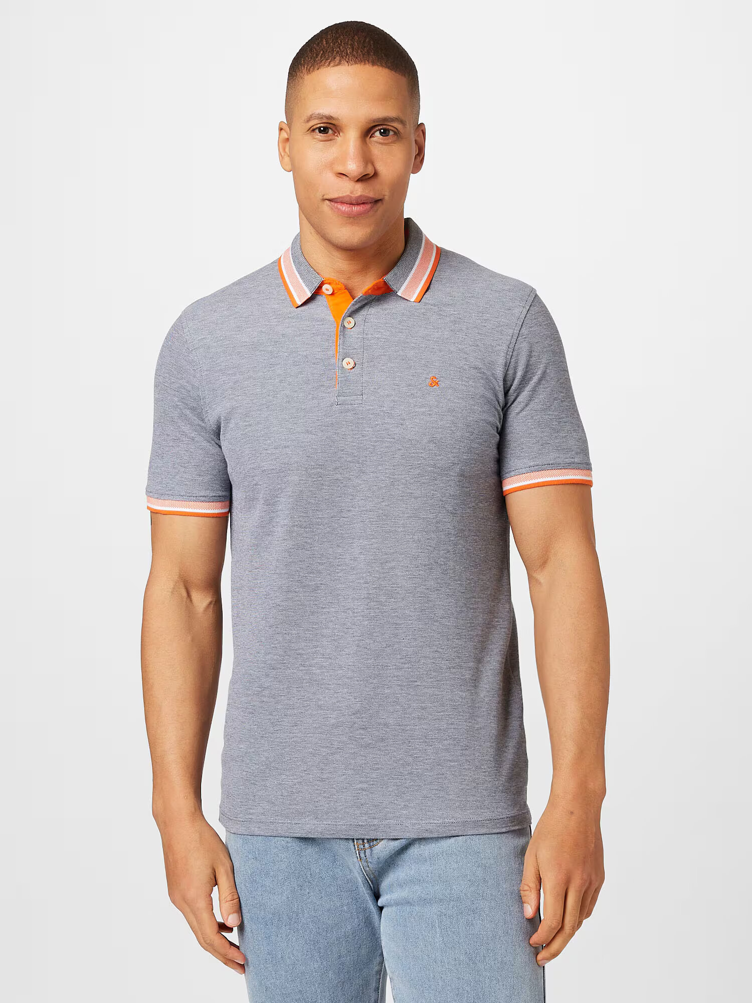 JACK & JONES Tričko 'Paulos' dymovo modrá / mandarínková / biela - Pepit.sk