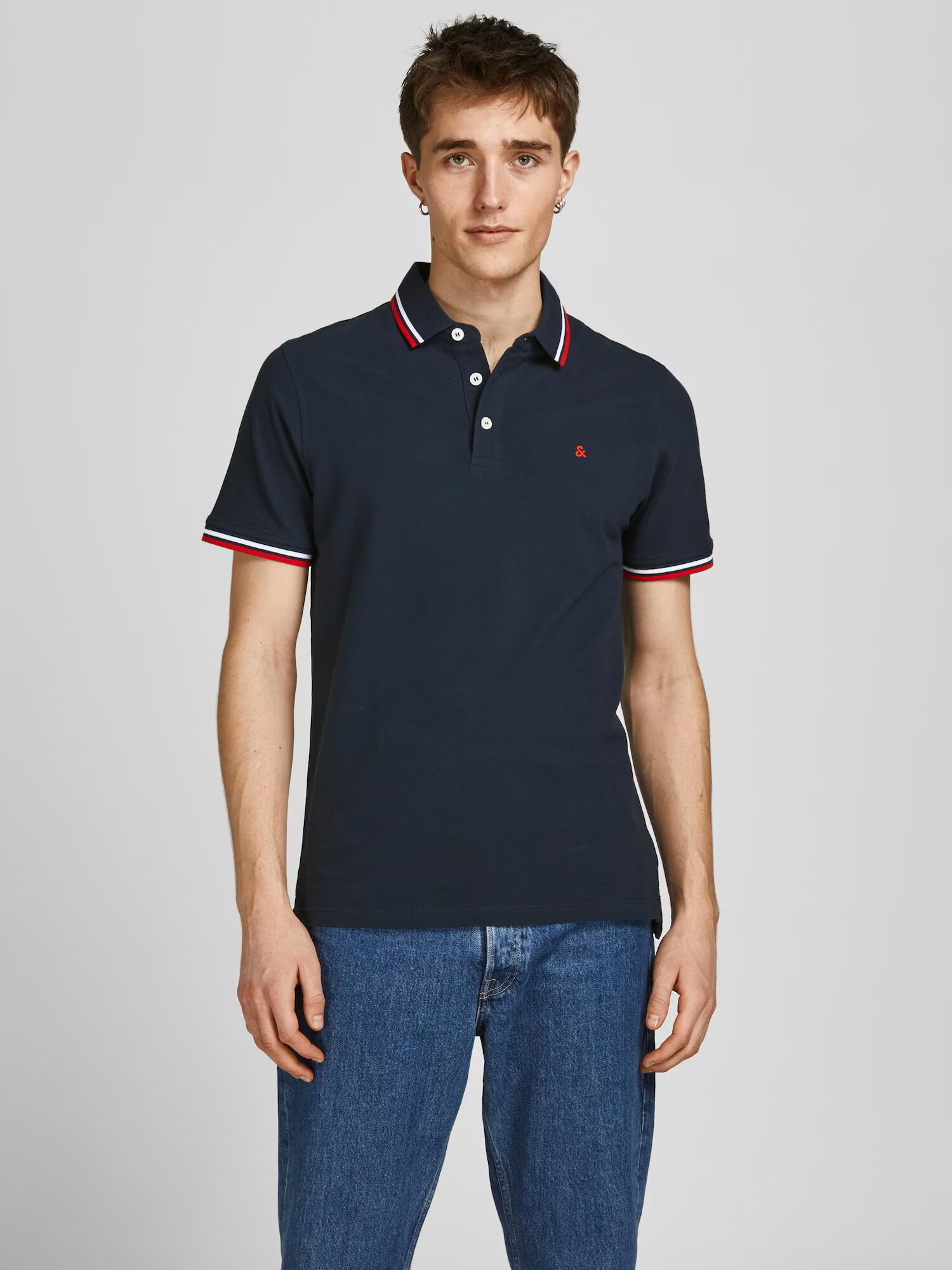 JACK & JONES Tričko 'PAULOS' námornícka modrá / krvavo červená / čierna / biela - Pepit.sk