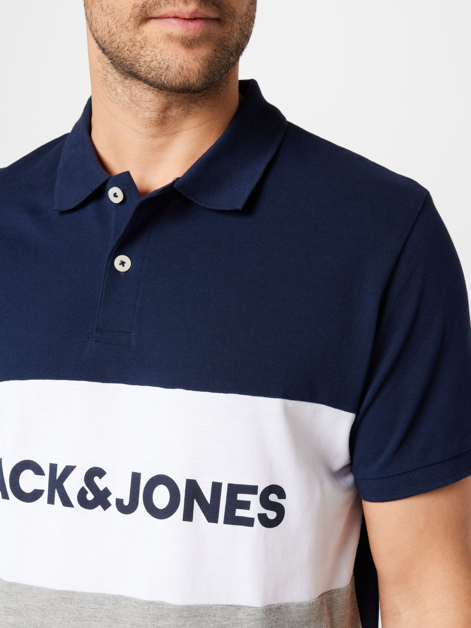 JACK & JONES Tričko tmavomodrá / sivá melírovaná / biela - Pepit.sk