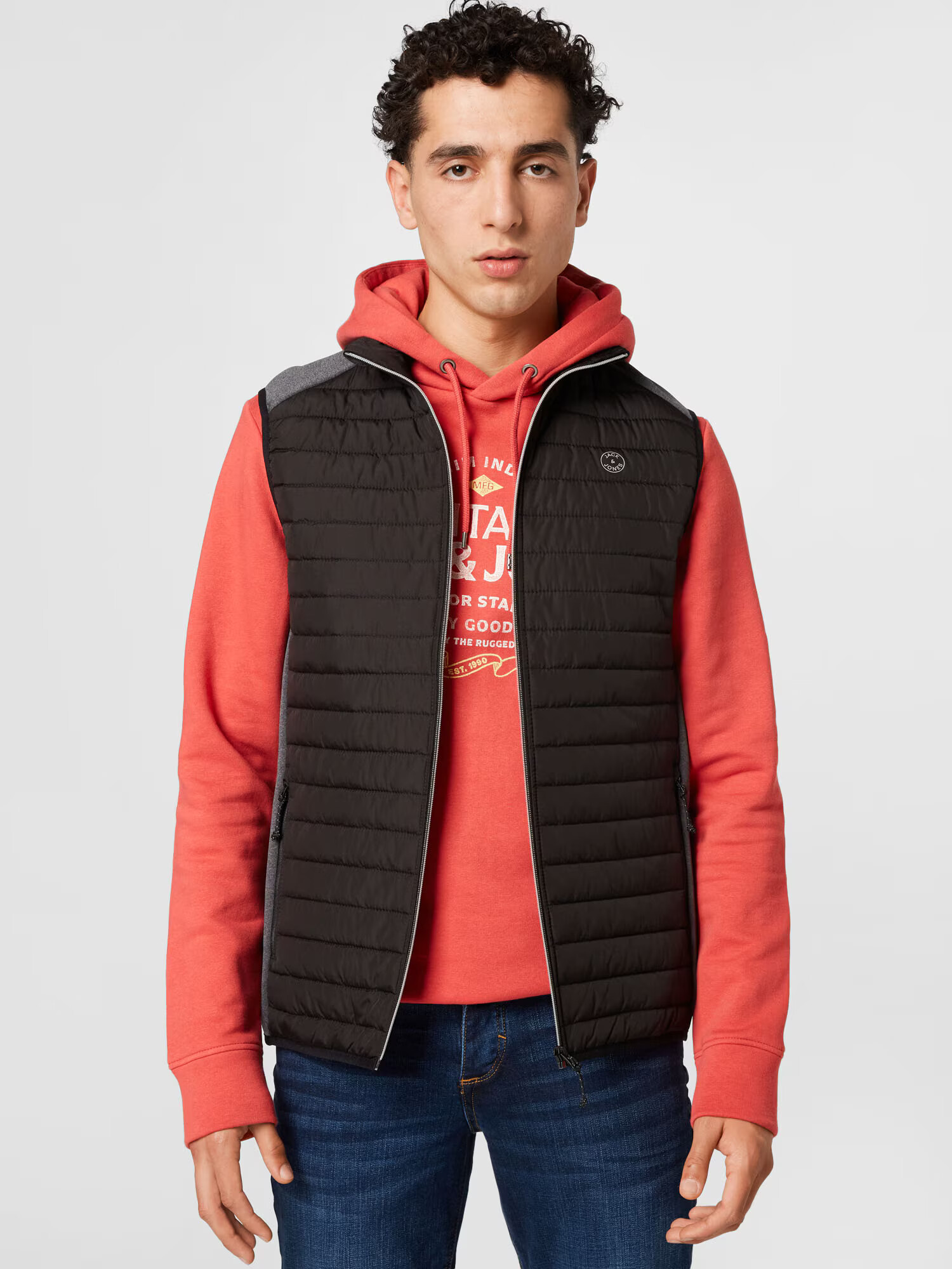 JACK & JONES Vesta sivá melírovaná / čierna / biela - Pepit.sk