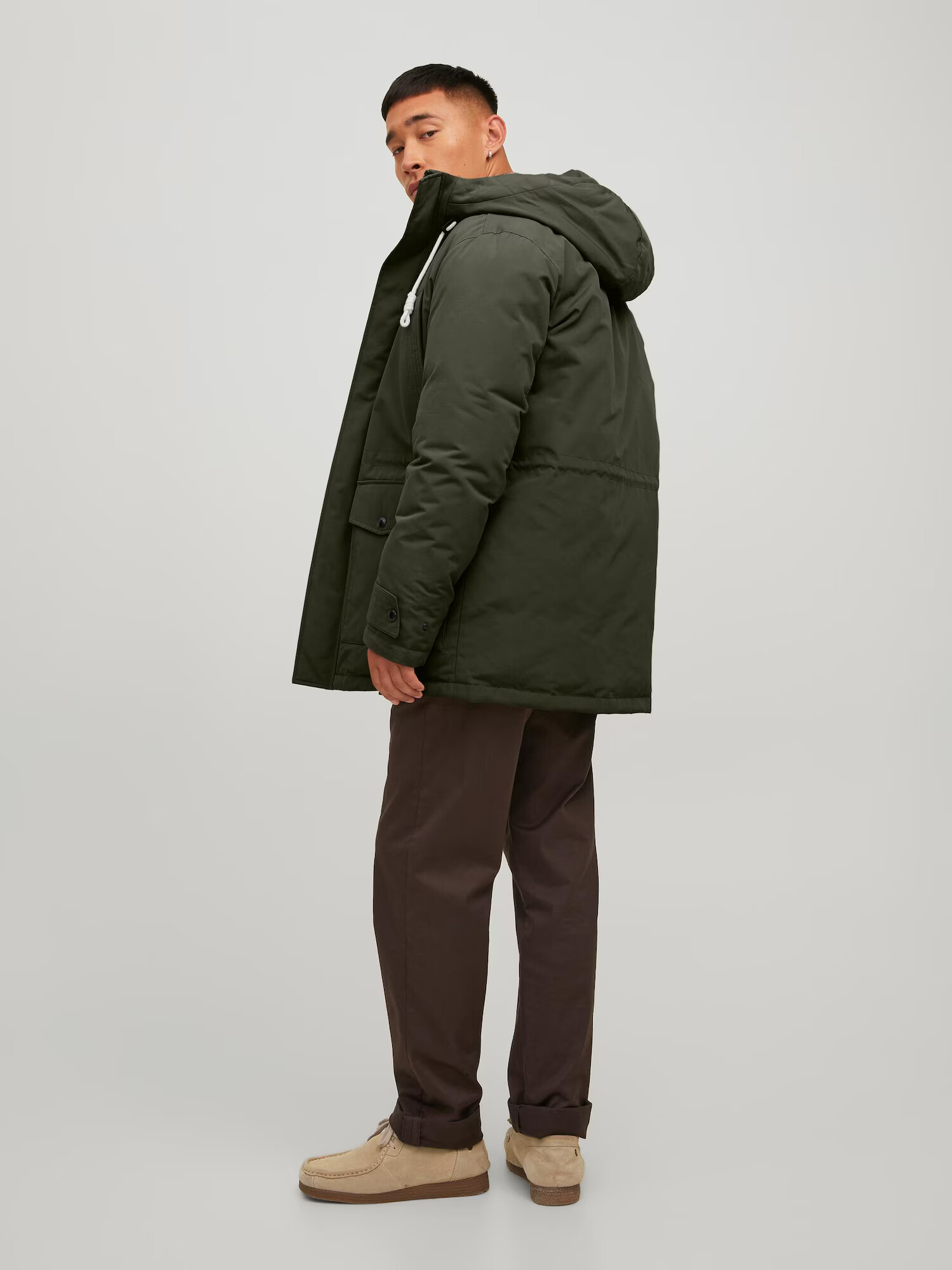 JACK & JONES Zimná parka 'Mash' tmavozelená / biela - Pepit.sk