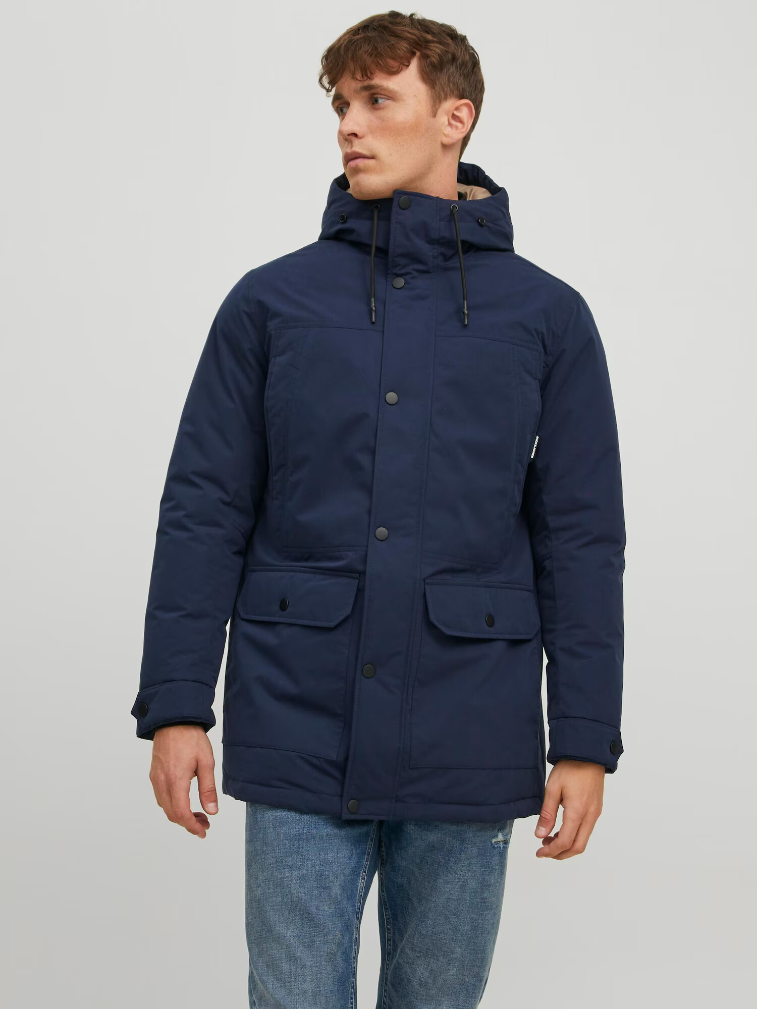 JACK & JONES Zimná parka námornícka modrá - Pepit.sk