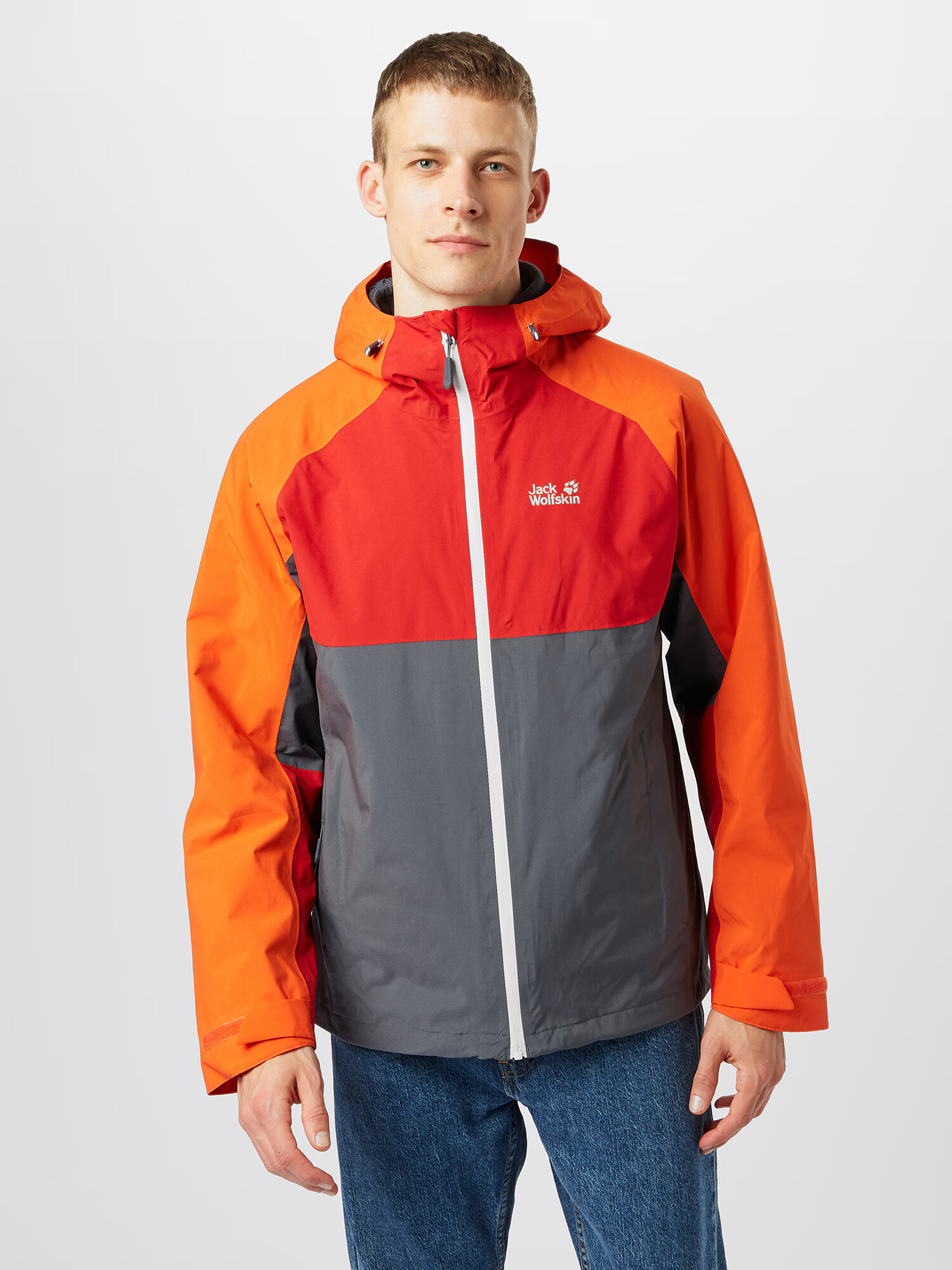 JACK WOLFSKIN Outdoorová bunda 'MOUNT ISA' tmavosivá / tmavooranžová / červená / biela - Pepit.sk