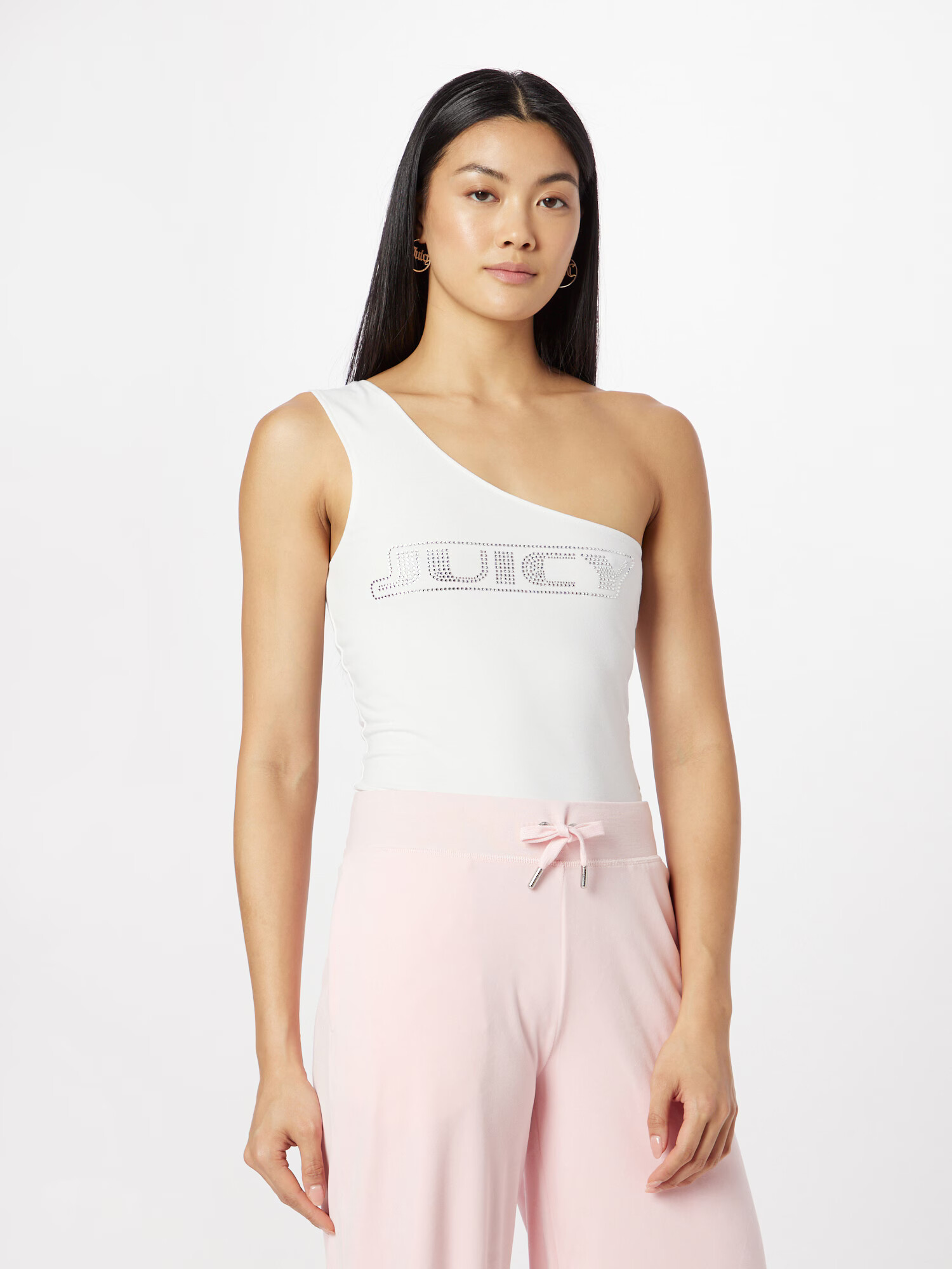 Juicy Couture White Label Top 'DIGI' striebornosivá / biela - Pepit.sk