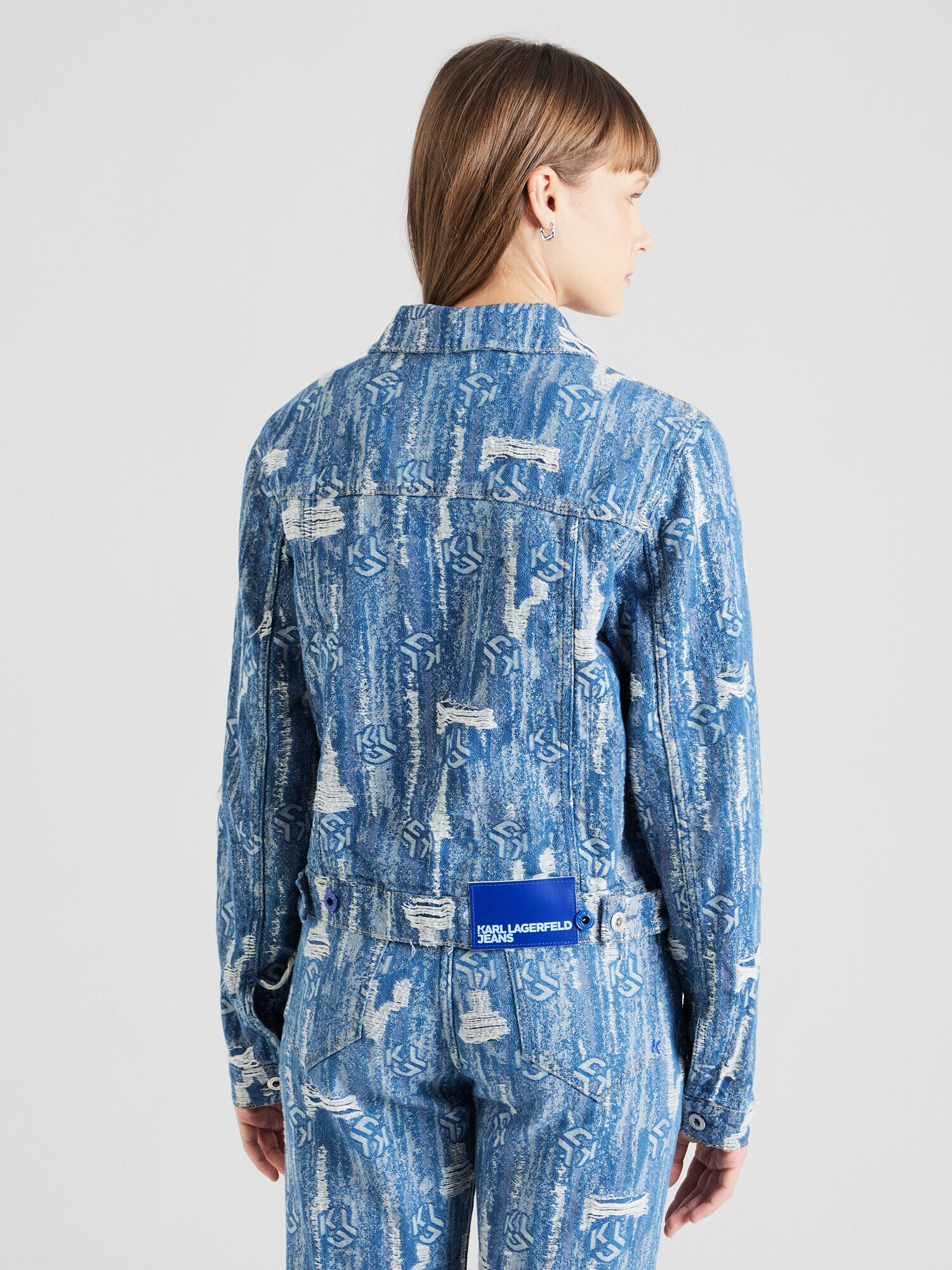 KARL LAGERFELD JEANS Prechodná bunda modrá denim / šedobiela - Pepit.sk