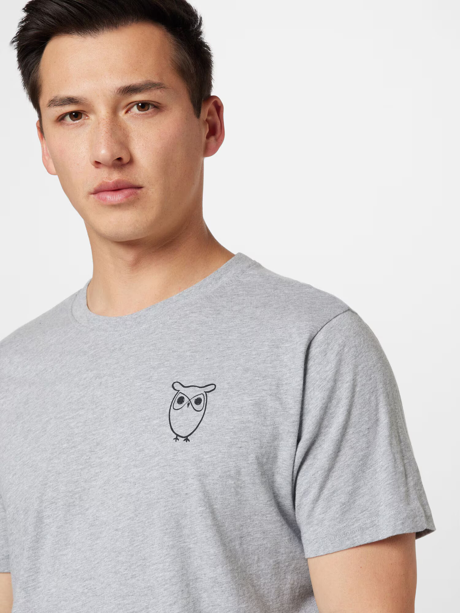 KnowledgeCotton Apparel Tričko sivá melírovaná / čierna - Pepit.sk