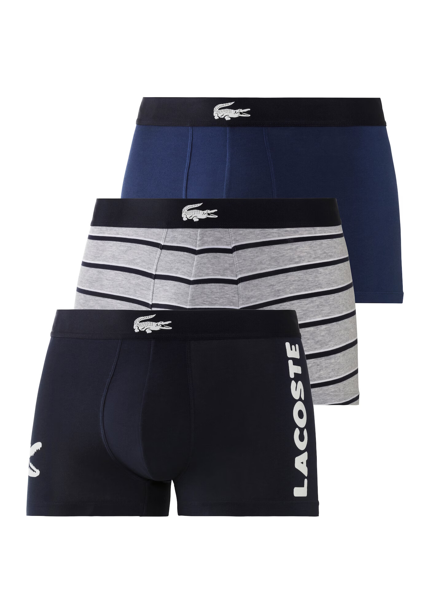 LACOSTE Boxerky kobaltovomodrá / tmavomodrá / sivá melírovaná / biela - Pepit.sk