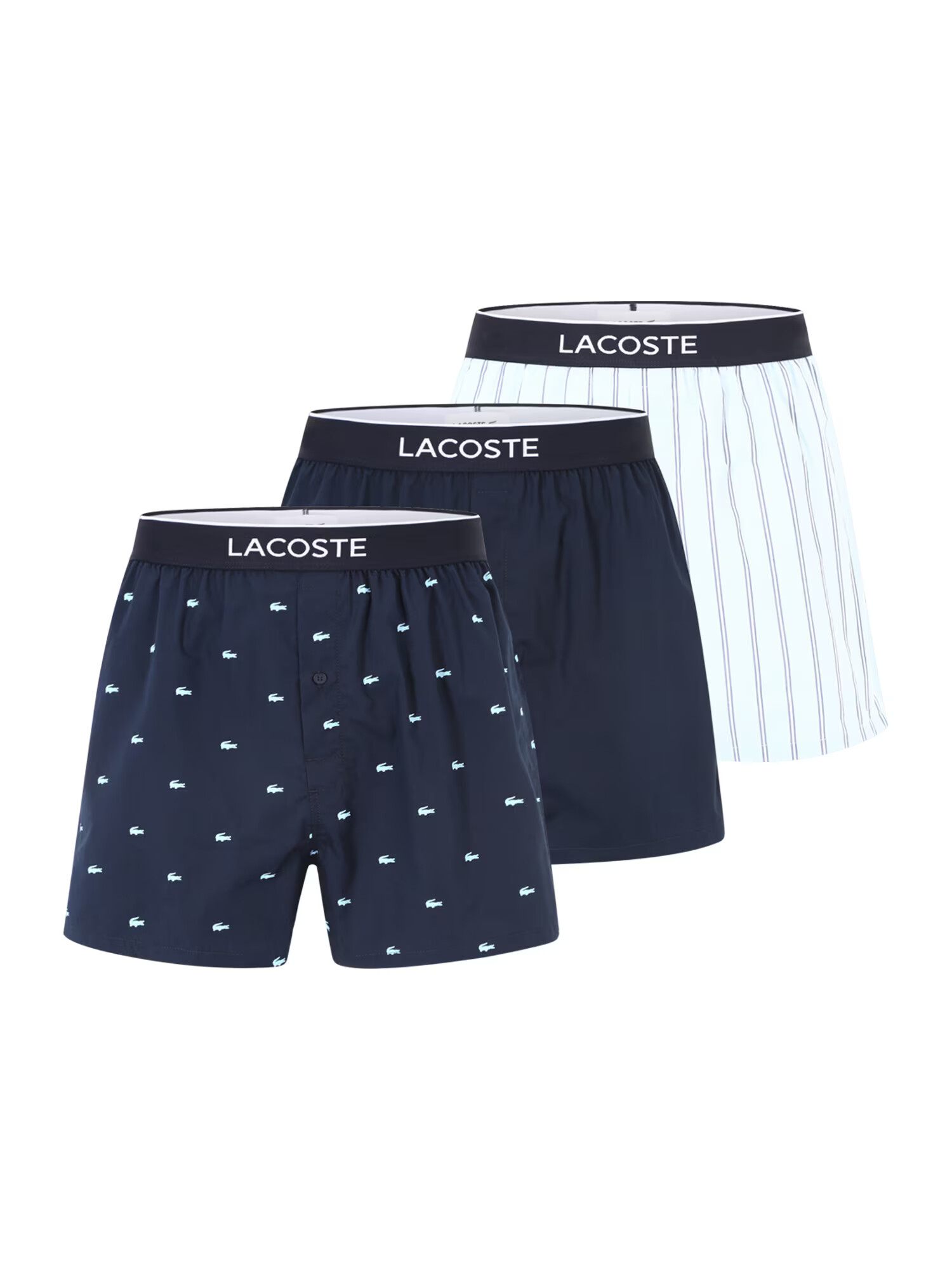 LACOSTE Boxerky námornícka modrá / svetlomodrá / čierna / biela - Pepit.sk