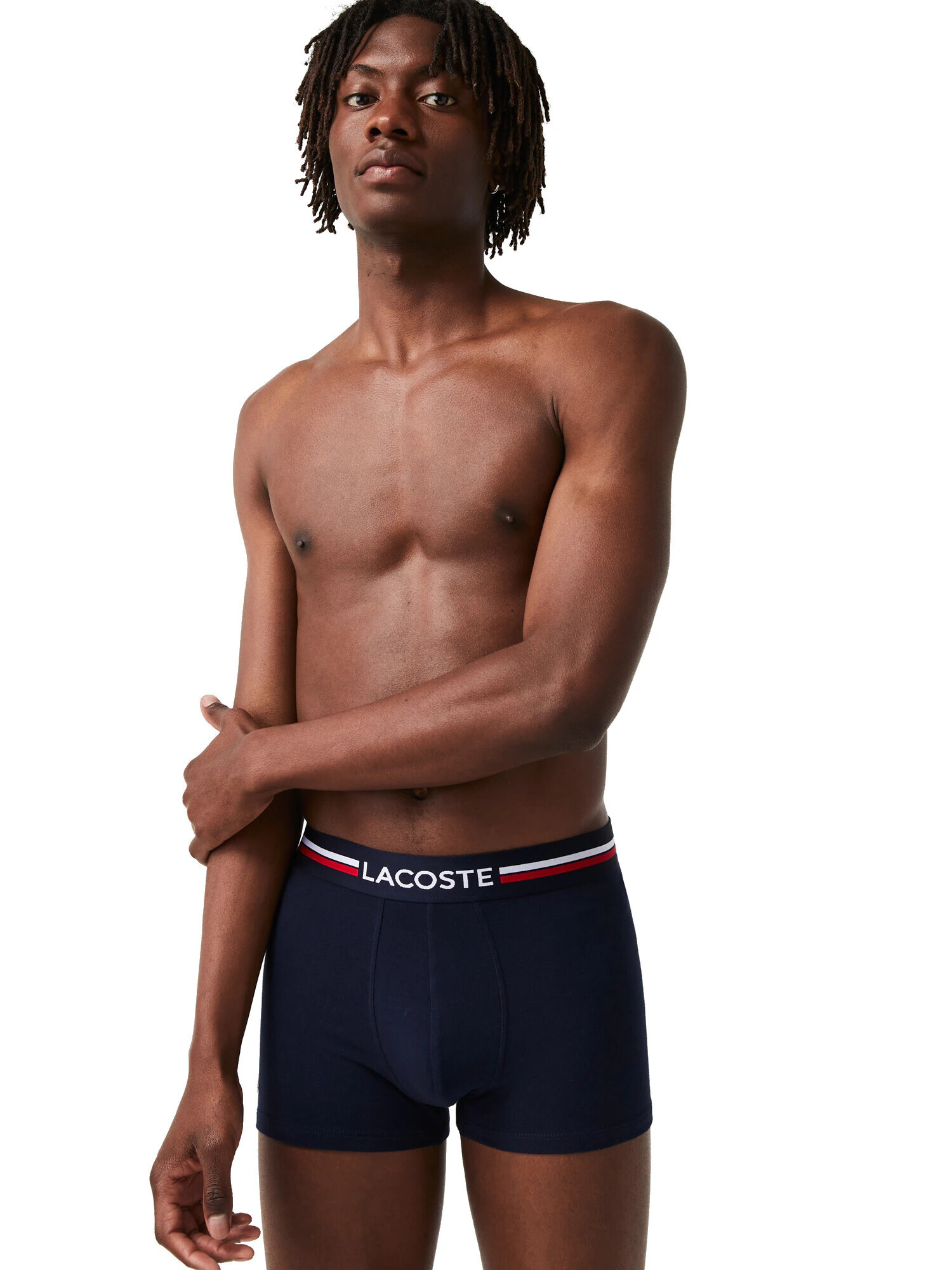 LACOSTE Boxerky námornícka modrá / svetlosivá / červená / biela - Pepit.sk