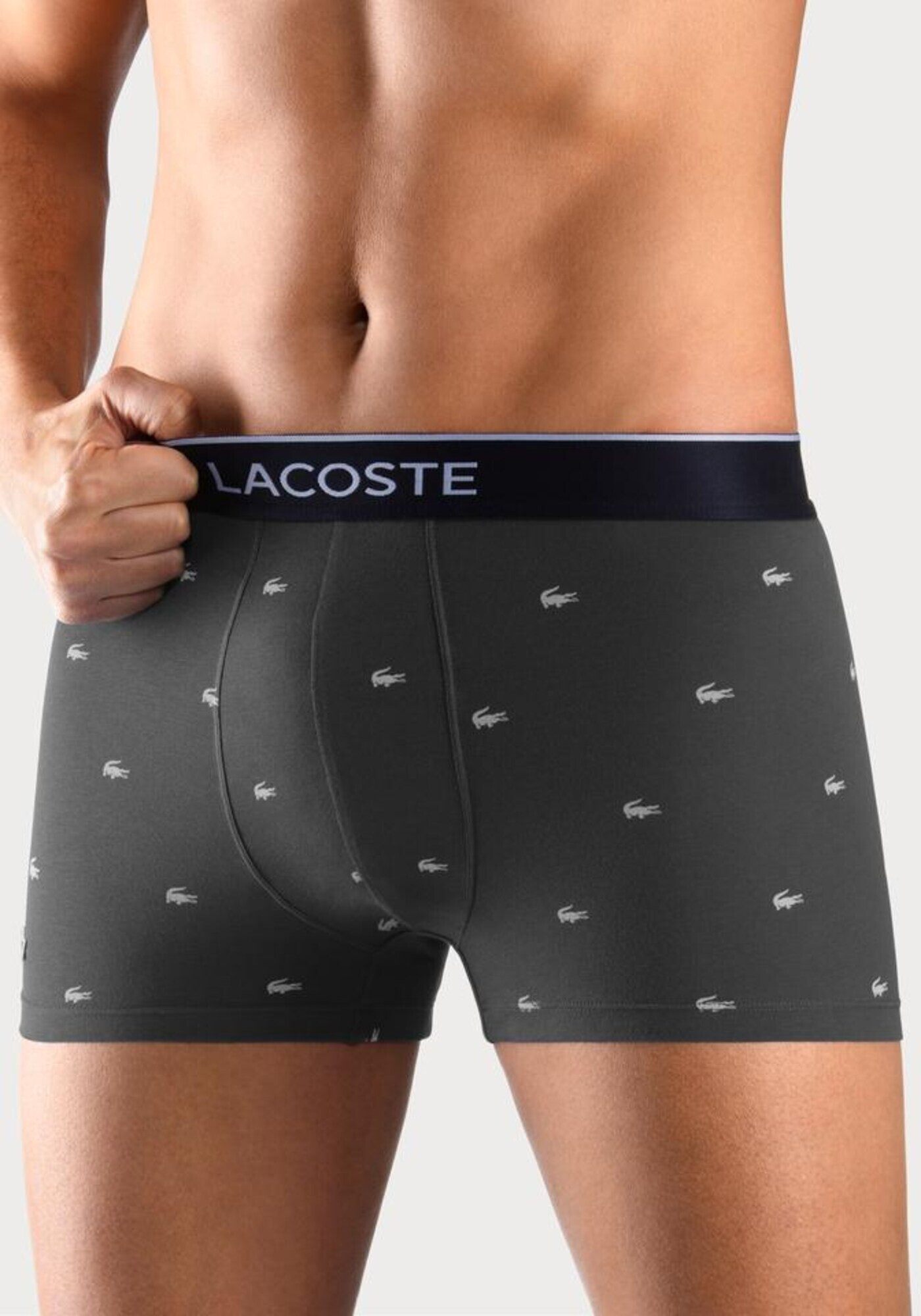 LACOSTE Boxerky 'Trunks' tmavomodrá / sivá melírovaná / červená / biela - Pepit.sk