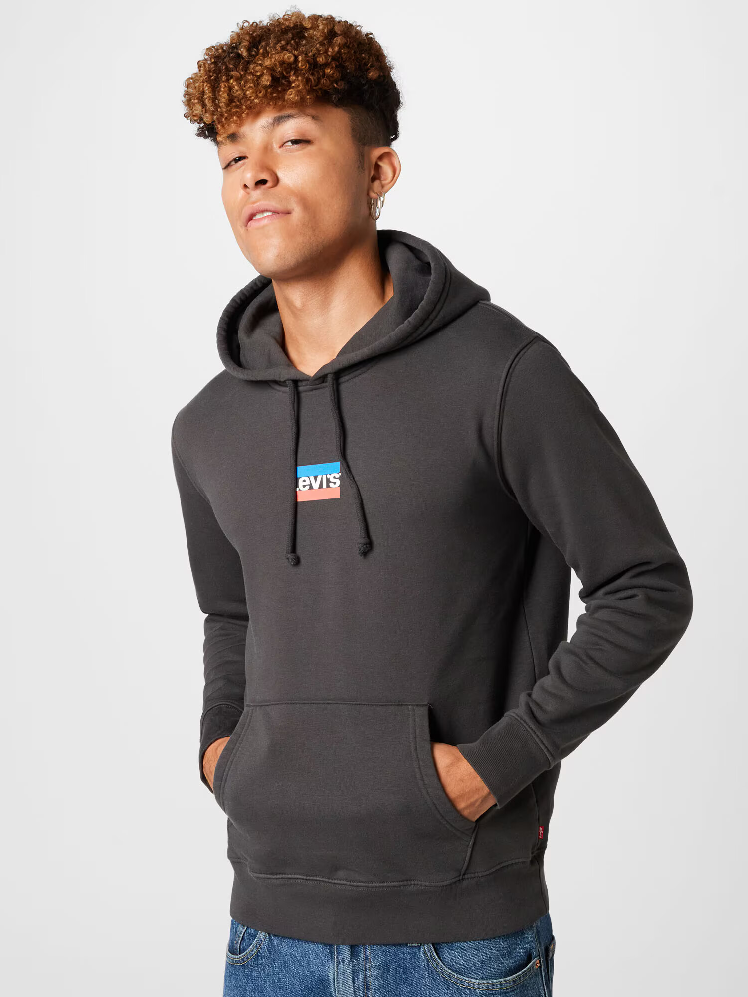 LEVI'S Mikina 'STANDARD GRAPHIC HOODIE MULTI-COLOR' azúrová / svetločervená / čierna / biela - Pepit.sk