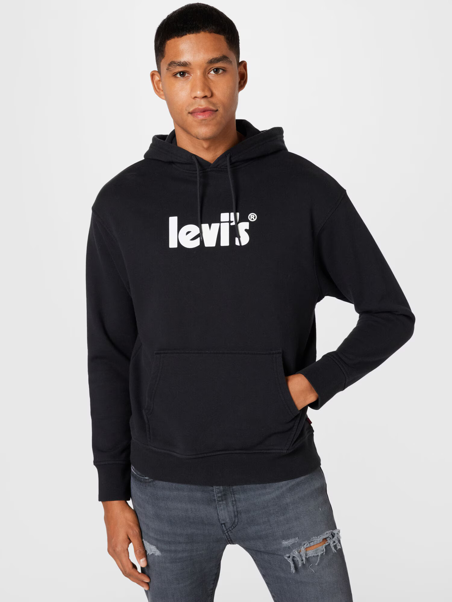 LEVI'S Mikina 'RELAXED GRAPHIC PO BLACKS' čierna / biela - Pepit.sk