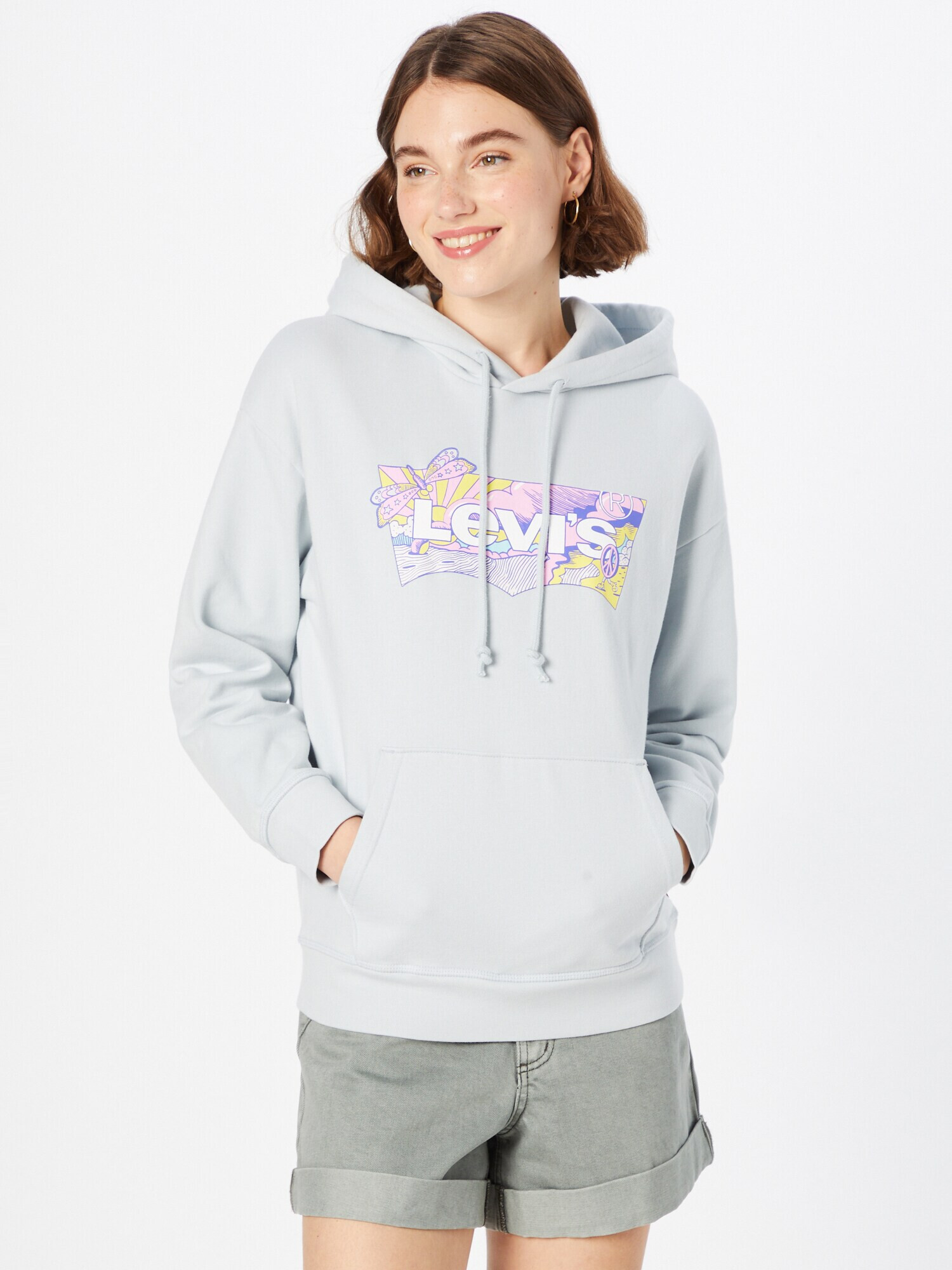 LEVI'S Mikina 'GRAPHIC STANDARD HOODIE BLUES' kráľovská modrá / svetlomodrá / limetková / svetloružová / biela - Pepit.sk