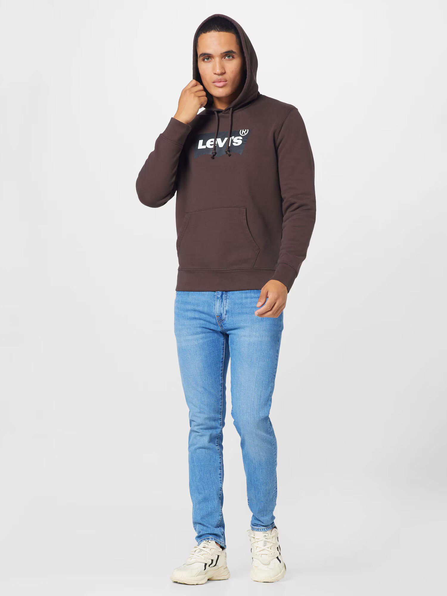 LEVI'S Mikina 'STANDARD GRAPHIC HOODIE MULTI-COLOR' námornícka modrá / tmavohnedá / biela - Pepit.sk