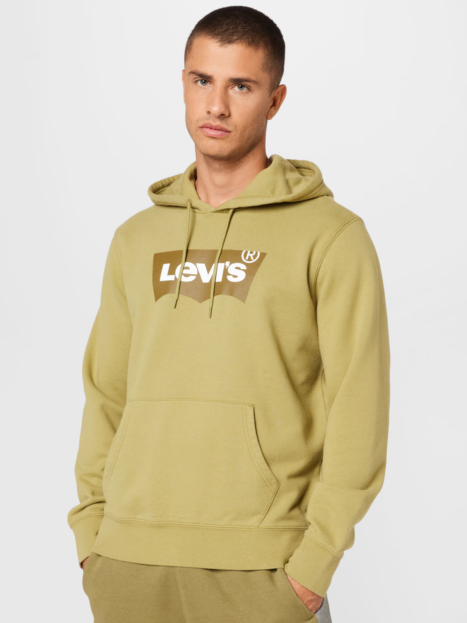 LEVI'S Mikina 'STANDARD GRAPHIC HOODIE NEUTRALS' olivová / trstinová / biela - Pepit.sk