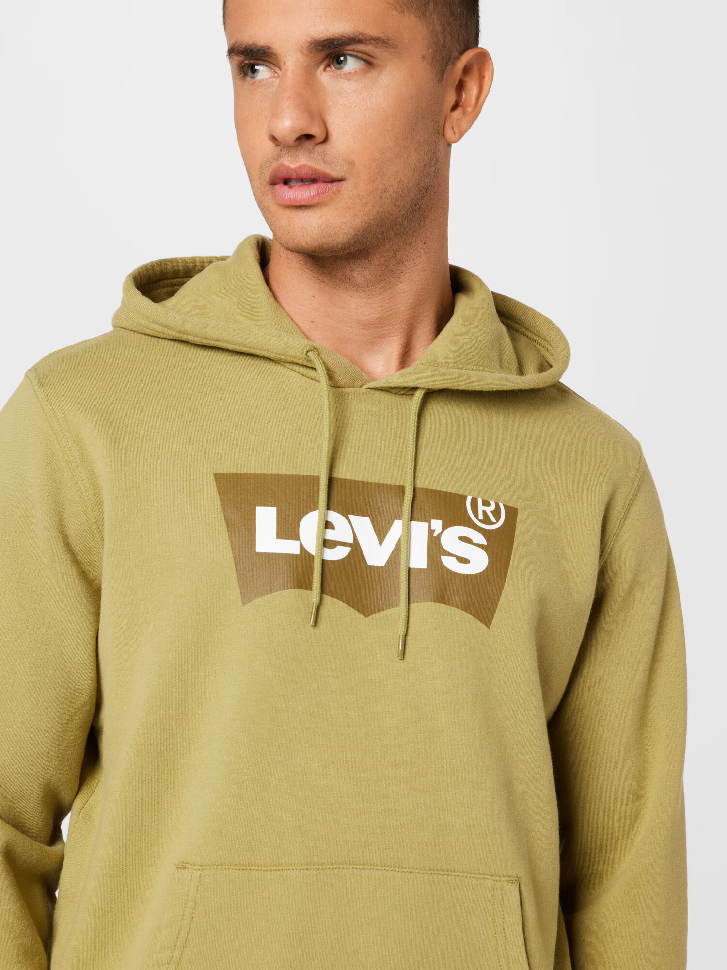 LEVI'S Mikina 'STANDARD GRAPHIC HOODIE NEUTRALS' olivová / trstinová / biela - Pepit.sk