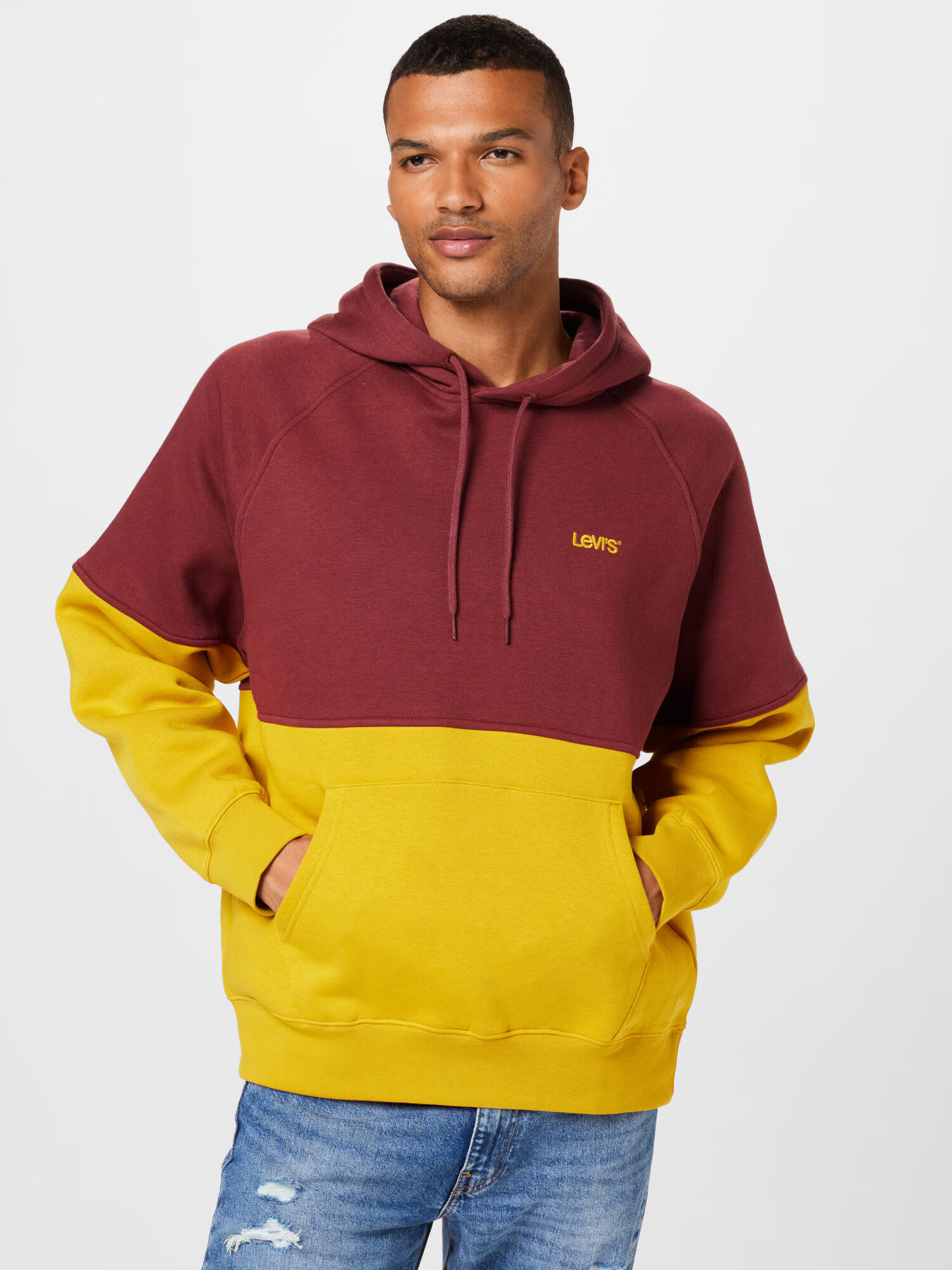 LEVI'S Mikina 'VARSITY HOODIE MULTI-COLOR' žltá / bordová - Pepit.sk