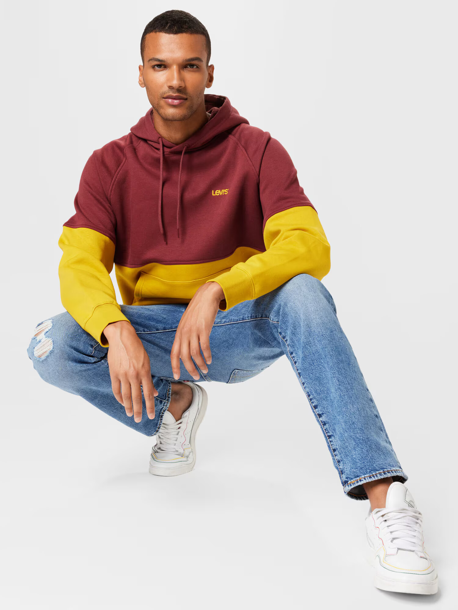 LEVI'S Mikina 'VARSITY HOODIE MULTI-COLOR' žltá / bordová - Pepit.sk