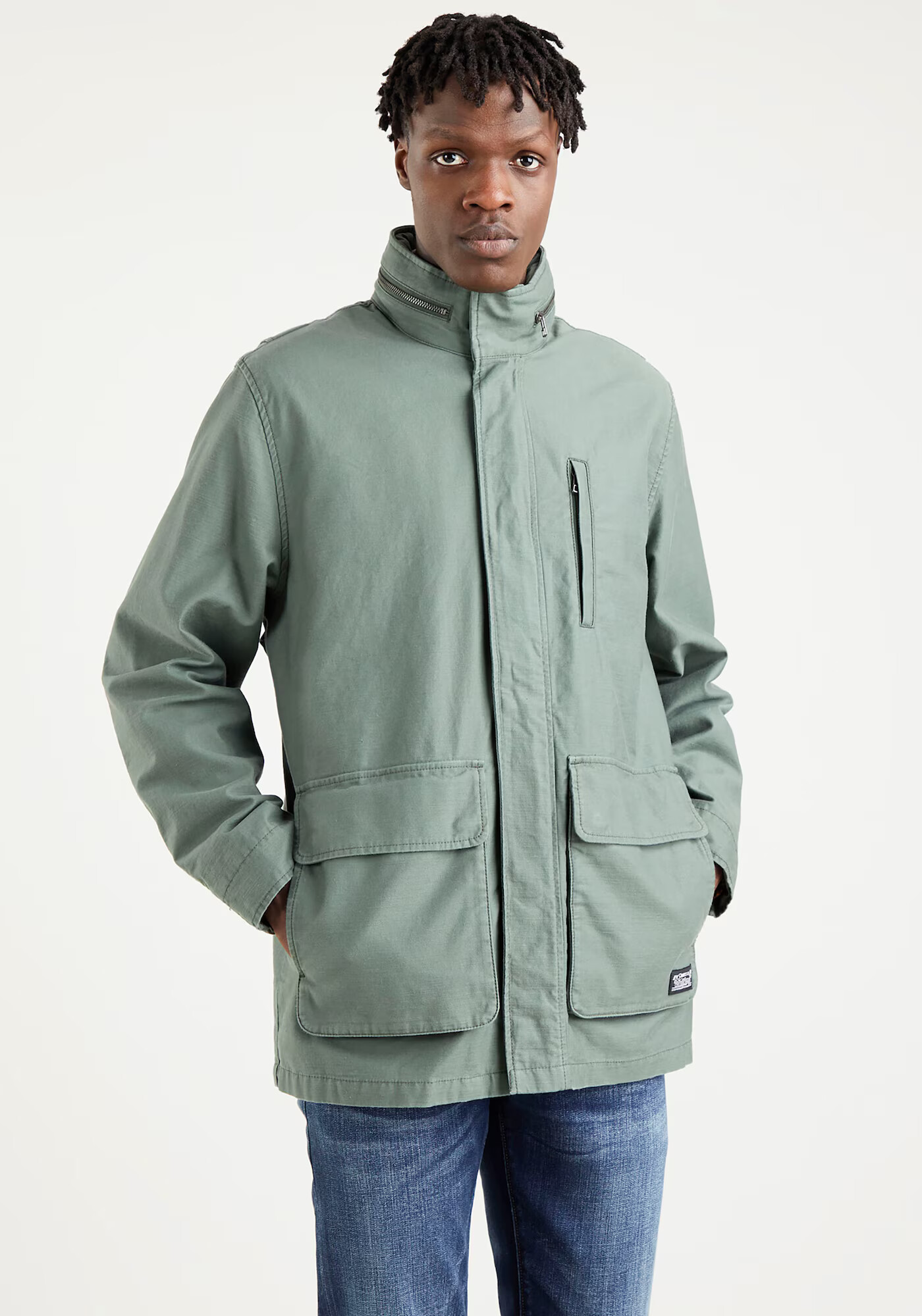 LEVI'S Prechodná bunda 'FULTON FIELD COAT GREENS' tmavosivá / pastelovo zelená / biela - Pepit.sk