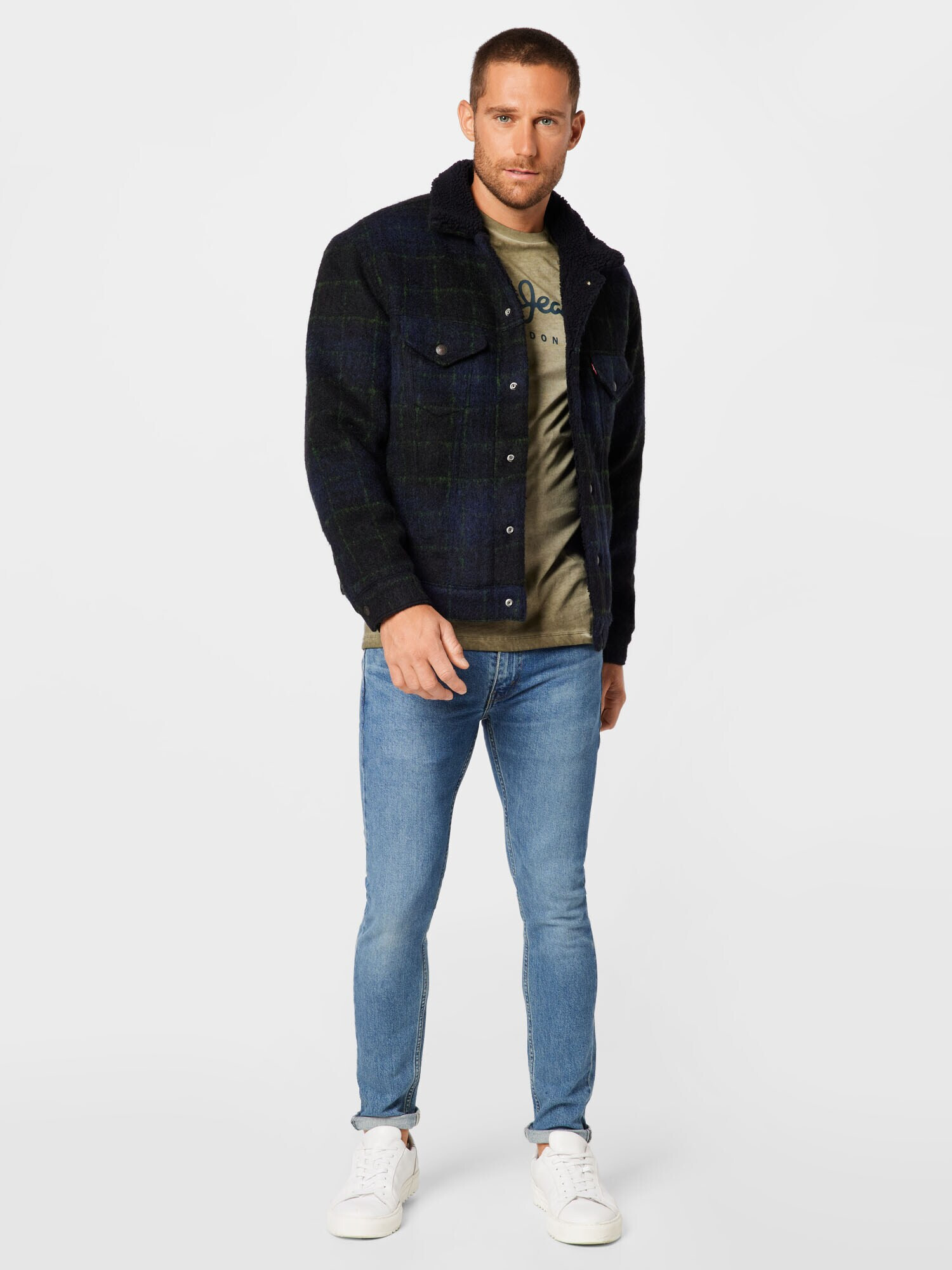 LEVI'S Prechodná bunda 'VTG FIT SHERPA TRUCKER MULTI-COLOR' námornícka modrá / čierna - Pepit.sk