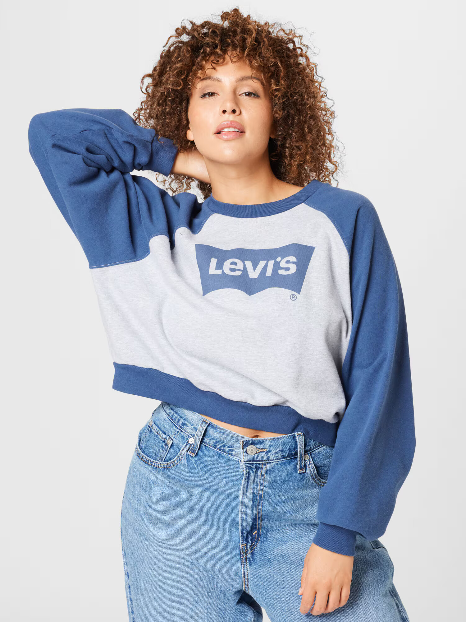 Levi's® Plus Mikina 'PL VINTAGE RAGLAN CREW GREYS' modrá / sivá melírovaná - Pepit.sk