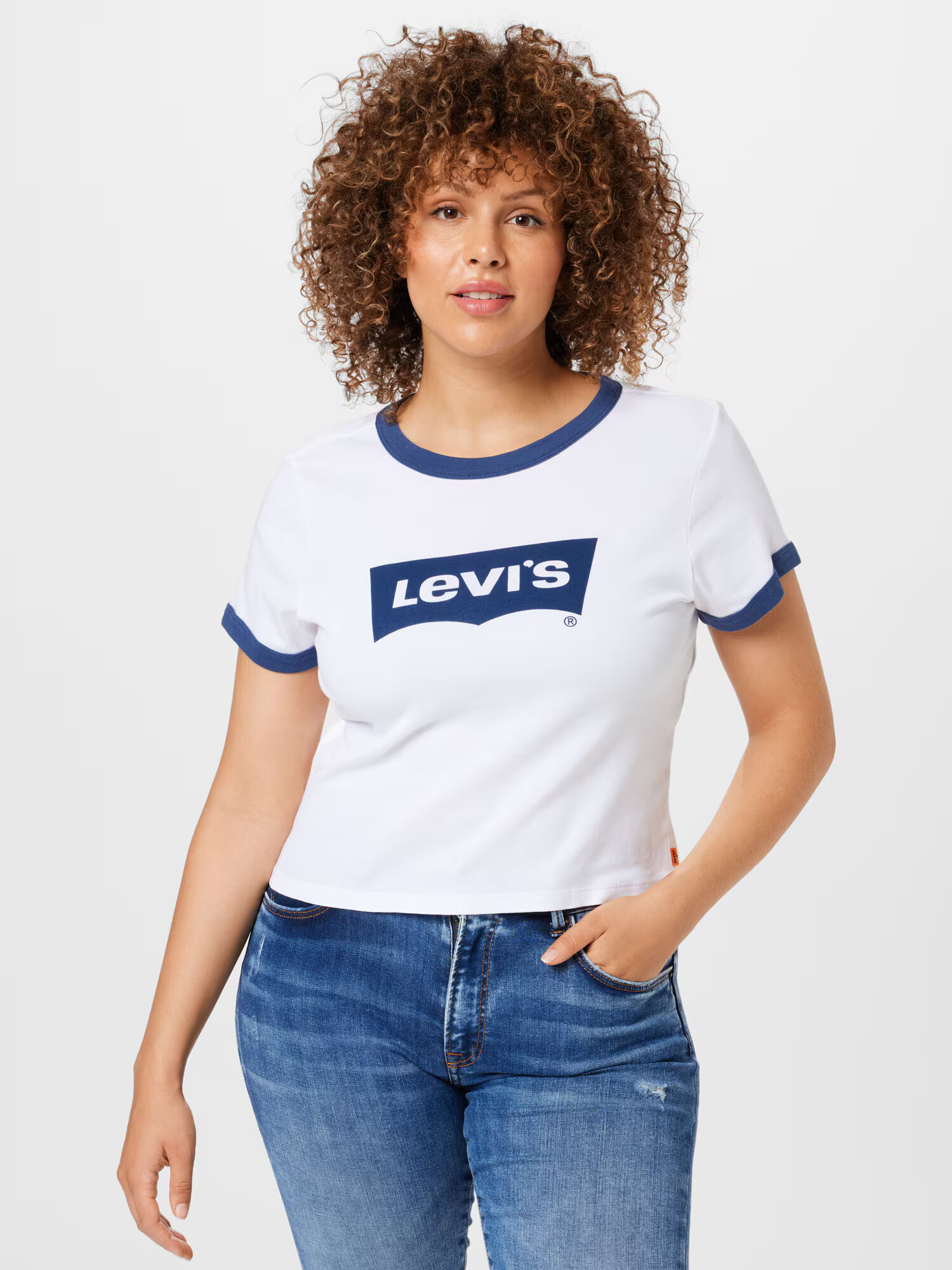 Levi's® Plus Tričko 'PL GRAPHIC MINI RINGER NEUTRALS' tmavomodrá / biela - Pepit.sk