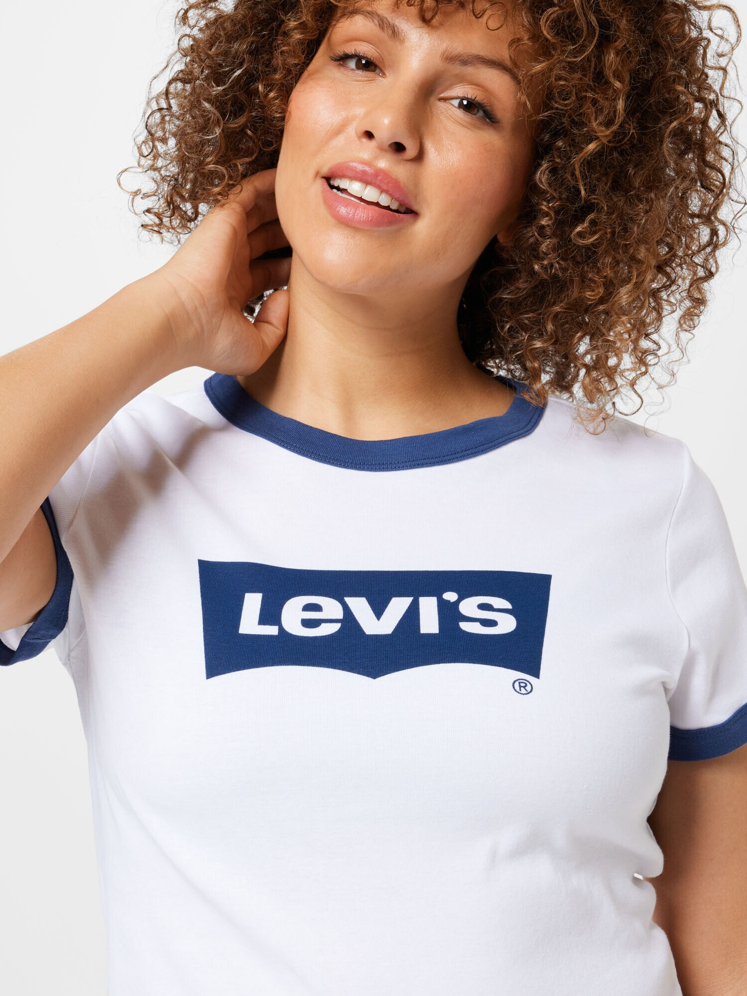 Levi's® Plus Tričko 'PL GRAPHIC MINI RINGER NEUTRALS' tmavomodrá / biela - Pepit.sk