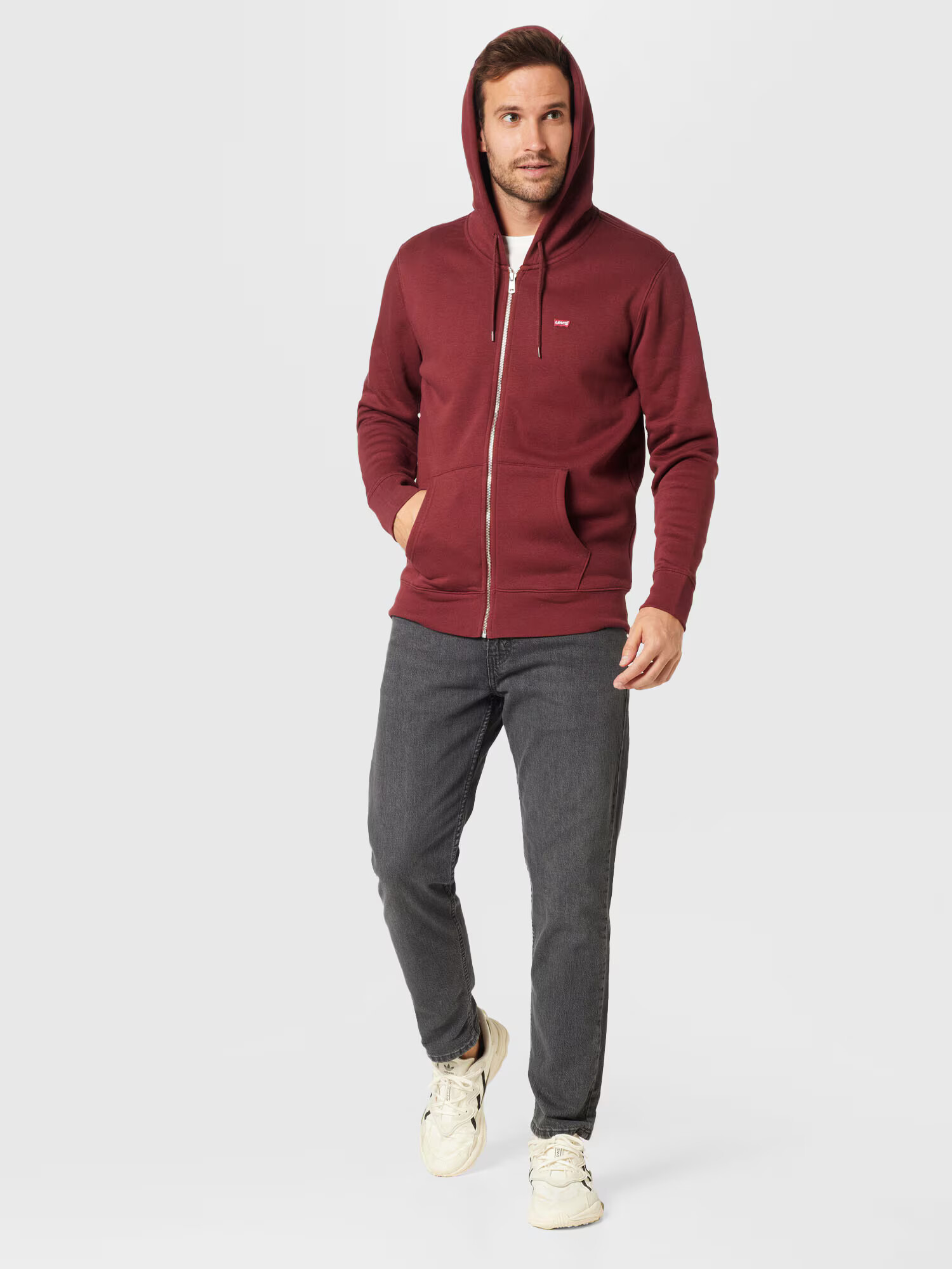 LEVI'S Tepláková bunda 'CORE NG ZIP UP REDS' červená / bordová / biela - Pepit.sk