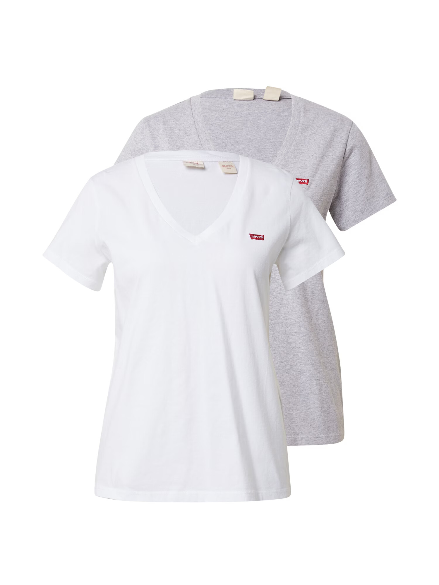 LEVI'S ® Tričko '2PACK VNECK TEE MULTI-COLOR' sivá melírovaná / biela - Pepit.sk